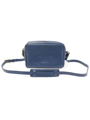 1BH089 Blue GLACE CALF gold square camera cross bag