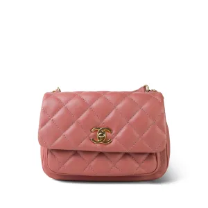 20C Pink Lambskin Quilted Top Handle Flap Aged Gold Hardware