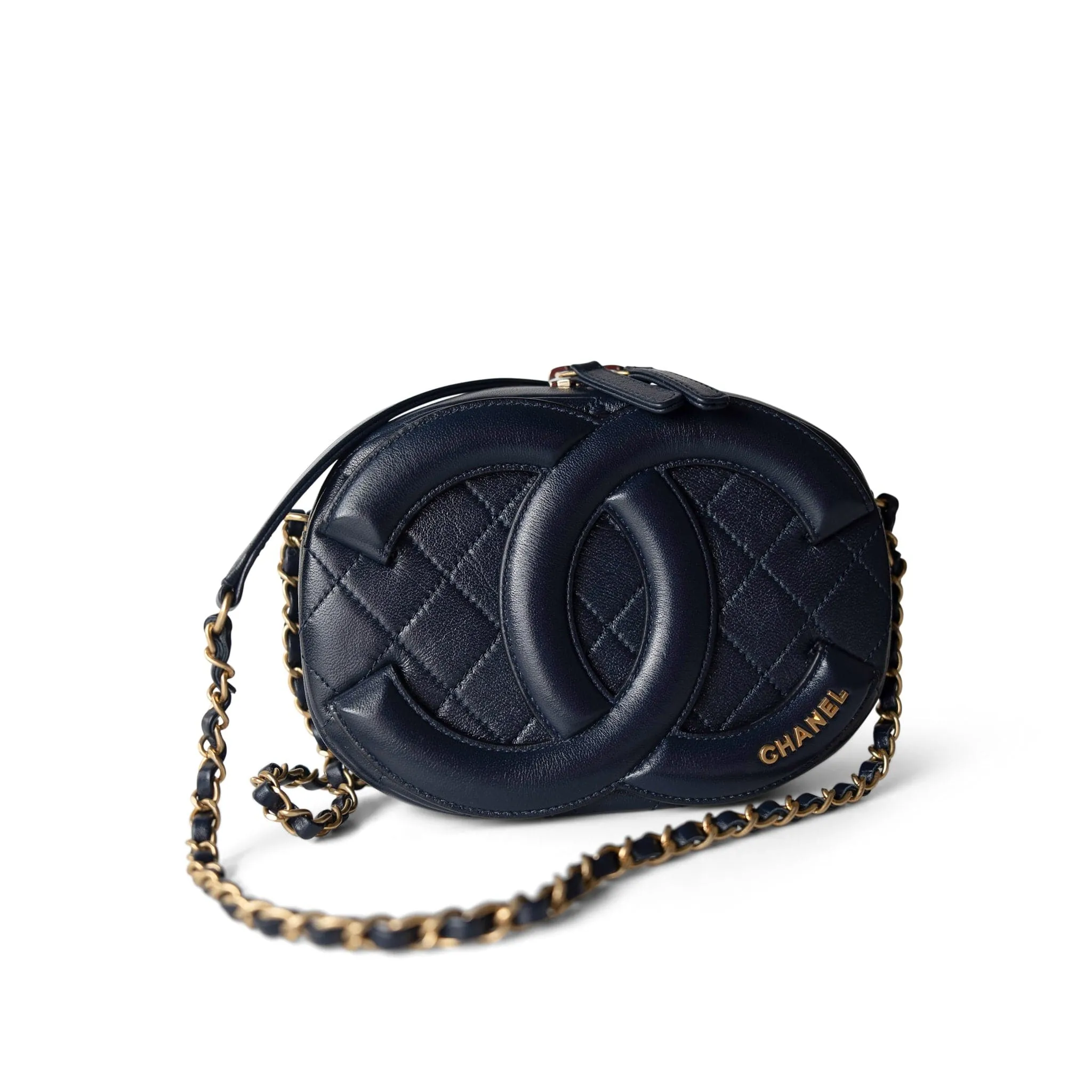 20S Coco Midnight Lambskin Quilted Camera Case Antique Gold Hardware