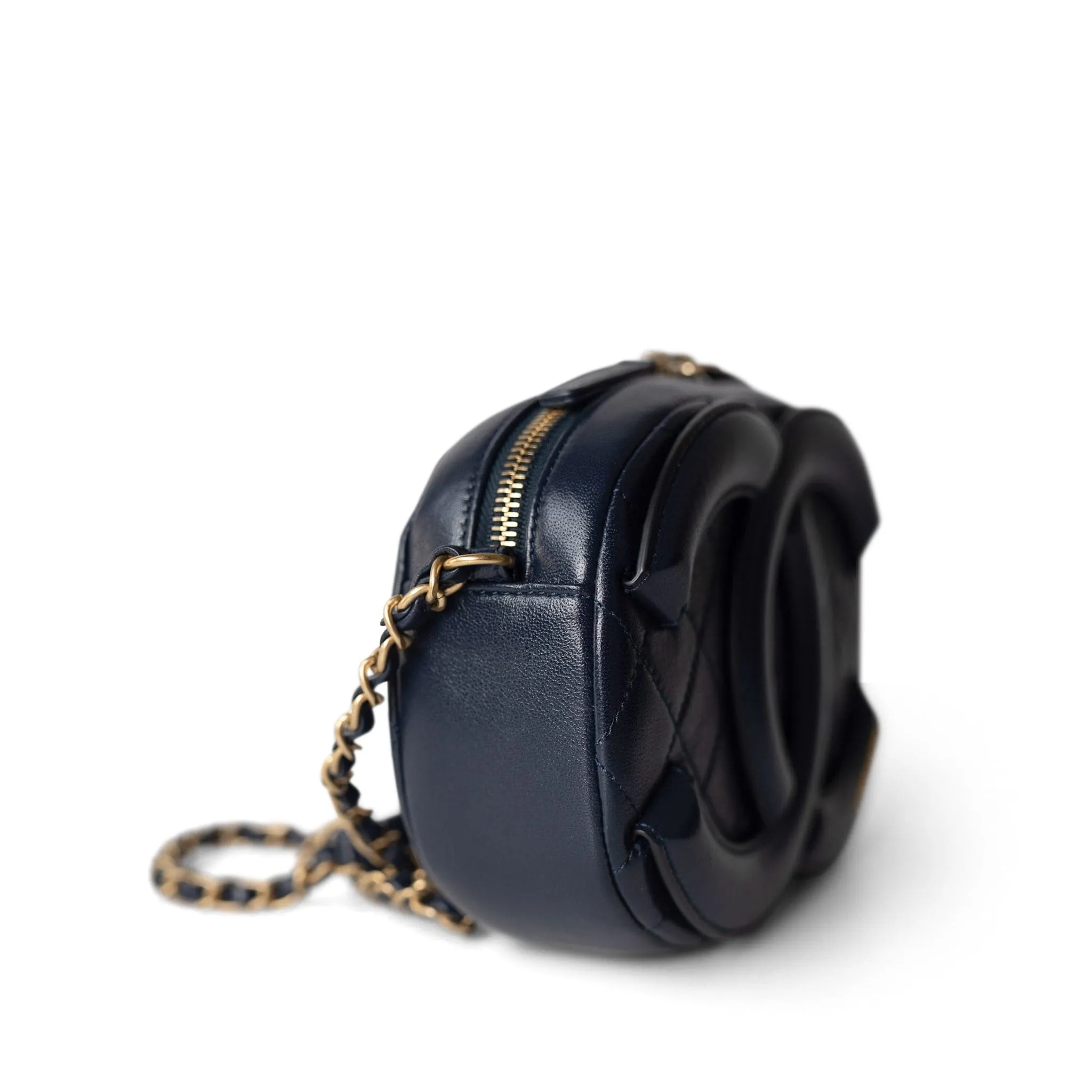 20S Coco Midnight Lambskin Quilted Camera Case Antique Gold Hardware