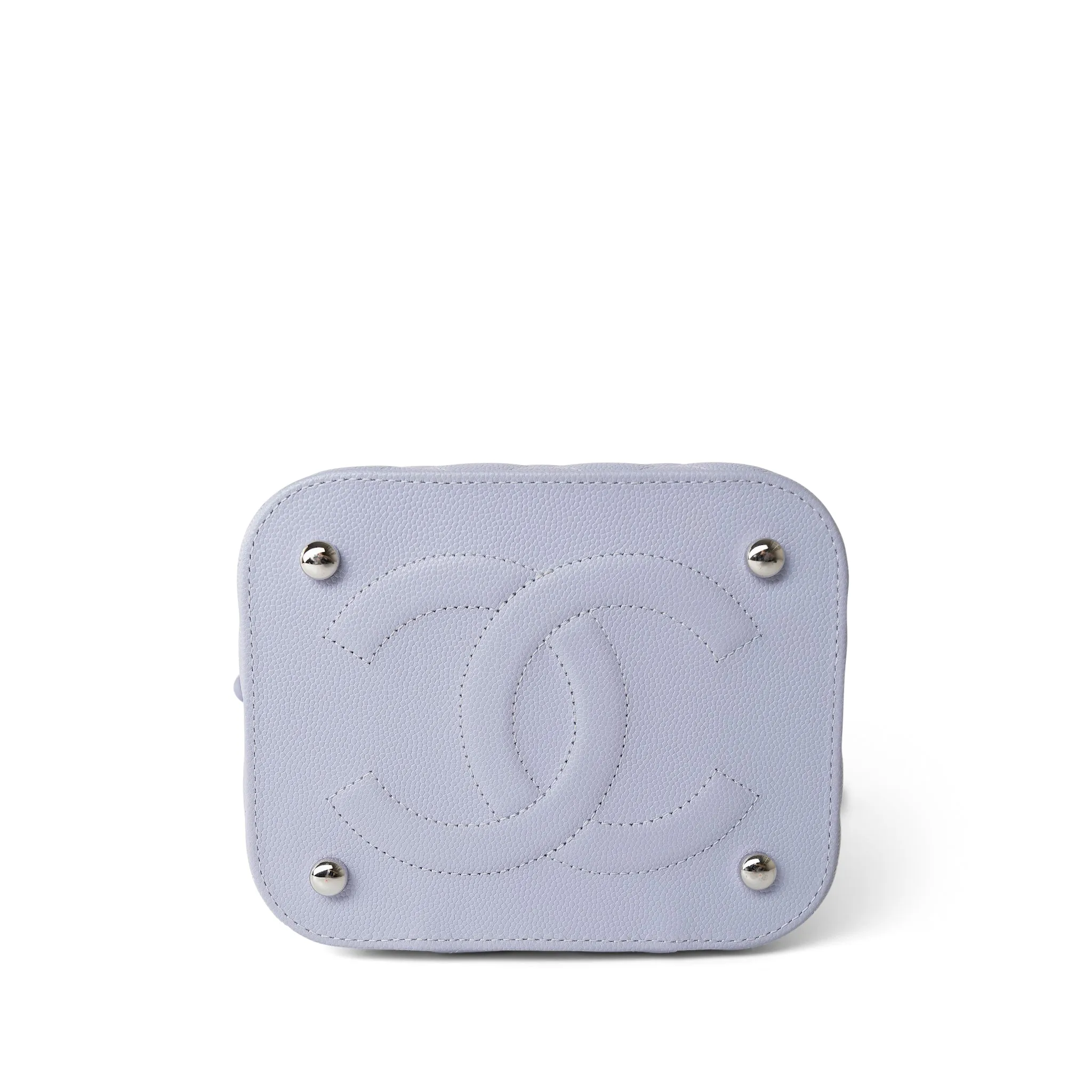 21K Lavender Caviar Quilted Top Handle Vanity Case Silver Hardware