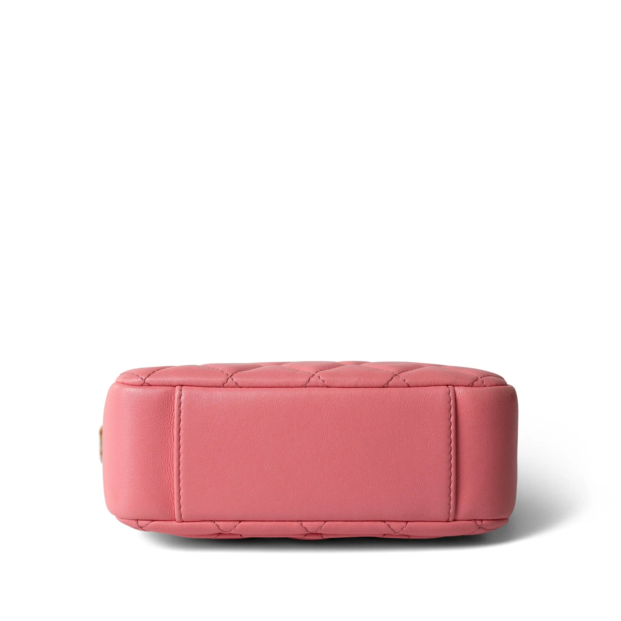 22S Pink Lambskin Quilted Camera Case Aged Gold Hardware