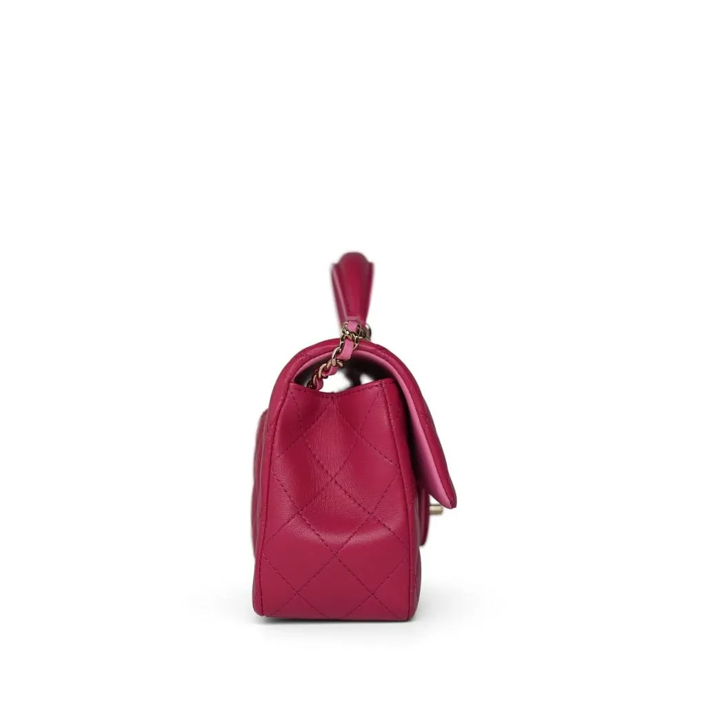 23P Dark Pink/Light Pink Lambskin Quilted Mini Top Handle LGHW