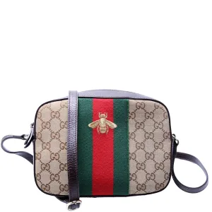 412008 GG Canvas Bee Camera Bag Brown