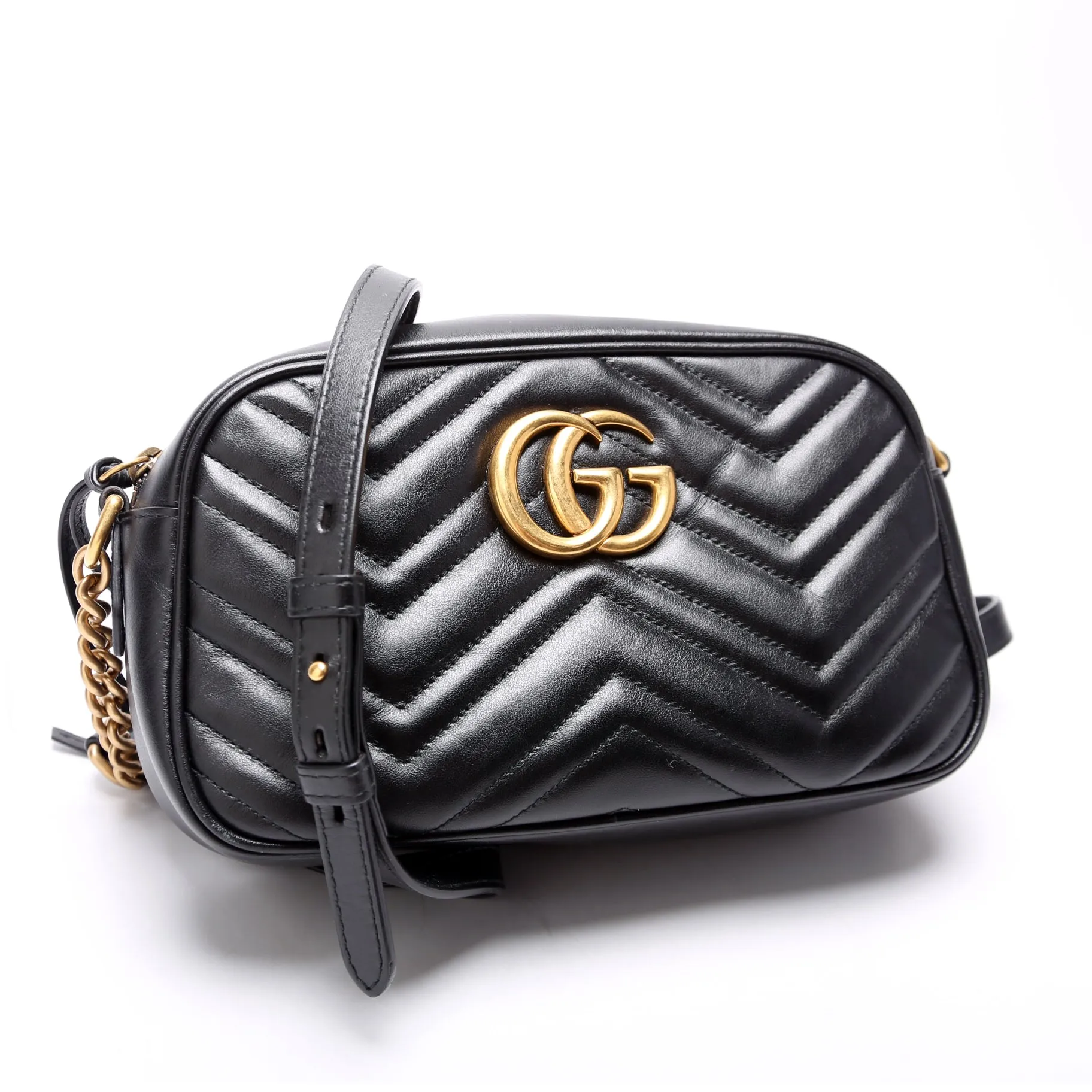 447632 Marmont Small Leather Camera Bag Black