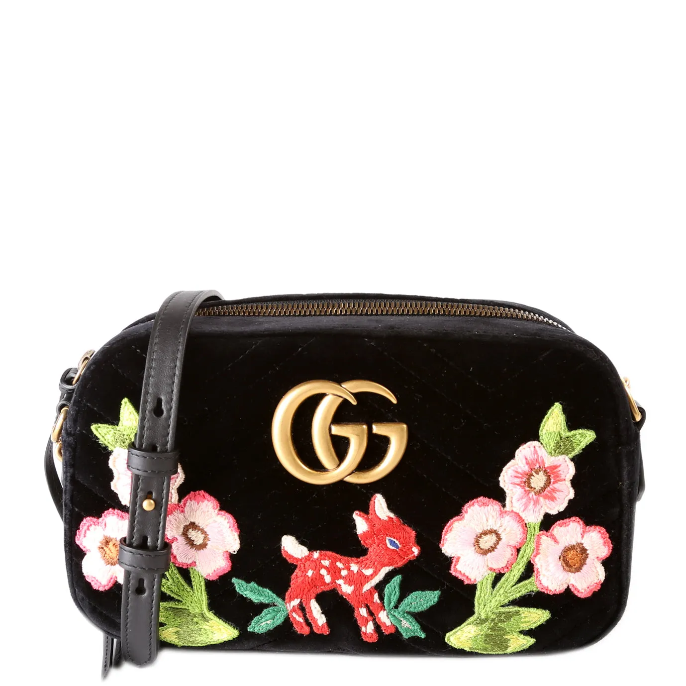 447632 Marmont Small Velvet Camera Bag Black