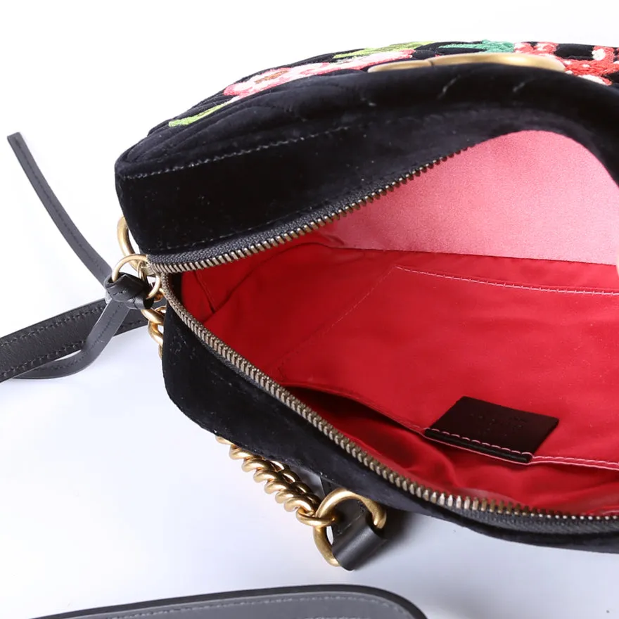 447632 Marmont Small Velvet Camera Bag Black