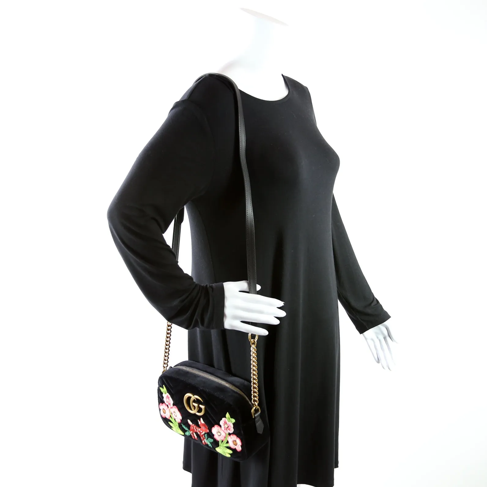 447632 Marmont Small Velvet Camera Bag Black