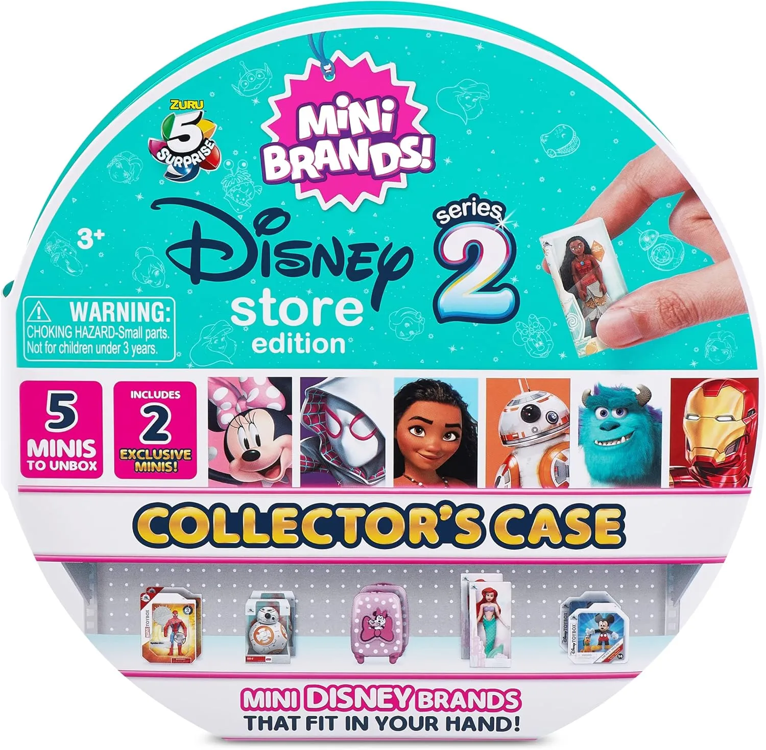 5 Surprise Disney Mini Brands Collector's Case Series 2 by ZURU Store & Display 30 Minis, Comes with 5 Exclusive Mini's Mystery Real Brands Collectibles