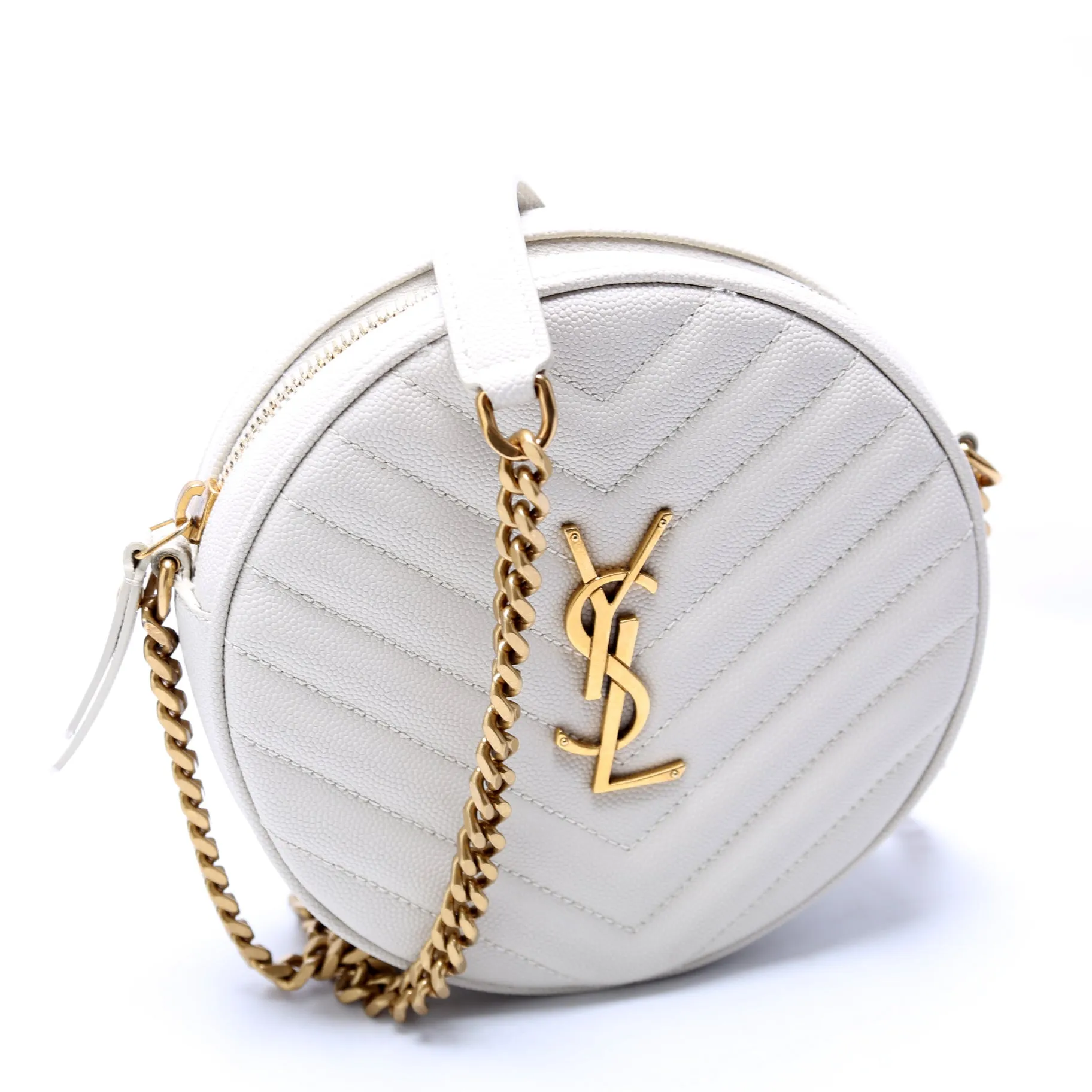 610436 Grain De Poudre Round Camera Bag White