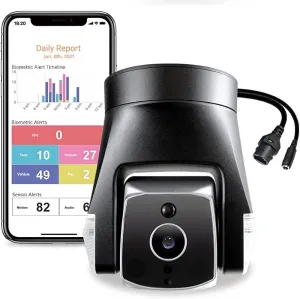 Amaryllo Ares Biometric 360 Auto Tracking Outdoor PTZ Wi-Fi/Ethernet Security Camera with Face Recognition, Support Fire Warning, Support Person Vehicle Pet Detection, IP66, 1080p FHD, Night Vision
