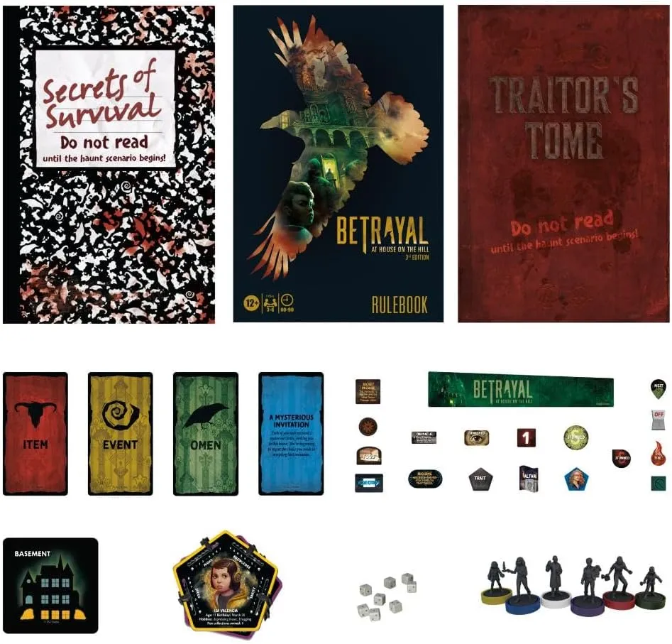 Avalon Hill Hasbro Gaming Betrayal at The House on The Hill 3rd Edition Cooperative Board Game, Ages 12 and Up, 3-6 Players, 50 Chilling Scenarios (F4541), Multicolor