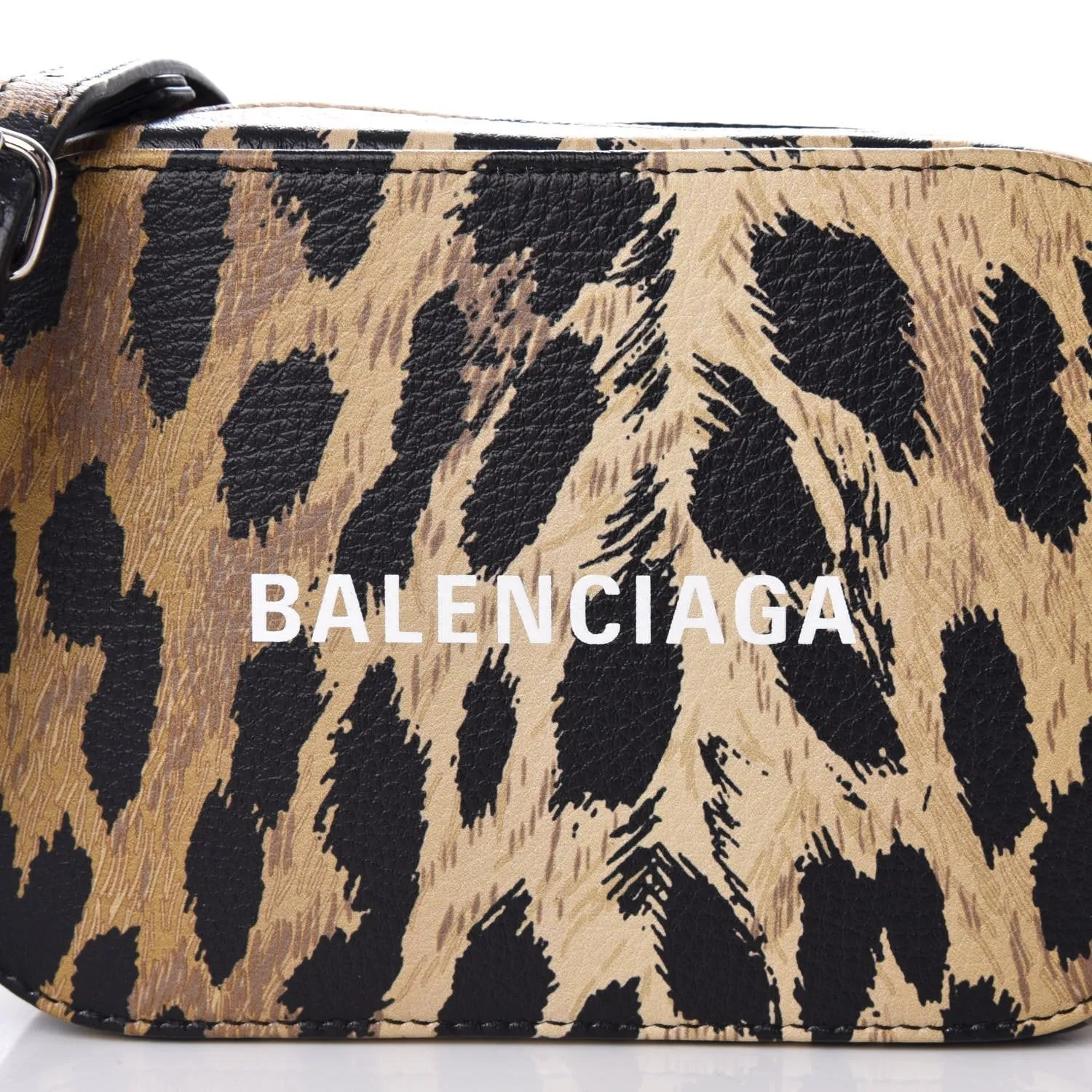 Balenciaga Calfskin Logo Printed Leopard XS Everyday Camera Bag 552372