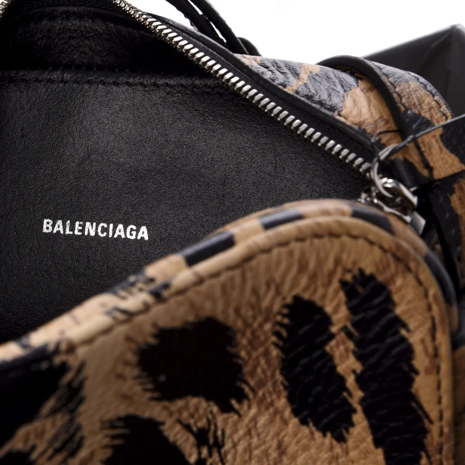 Balenciaga Calfskin Logo Printed Leopard XS Everyday Camera Bag 552372