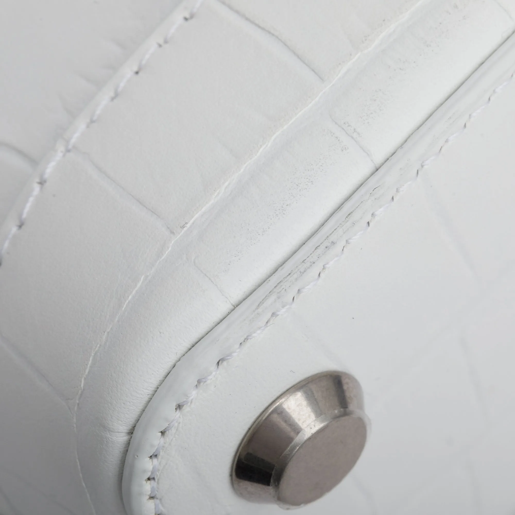 Balenciaga White Croc-Embossed Calfskin Leather XXS Ville Top Handle Bag