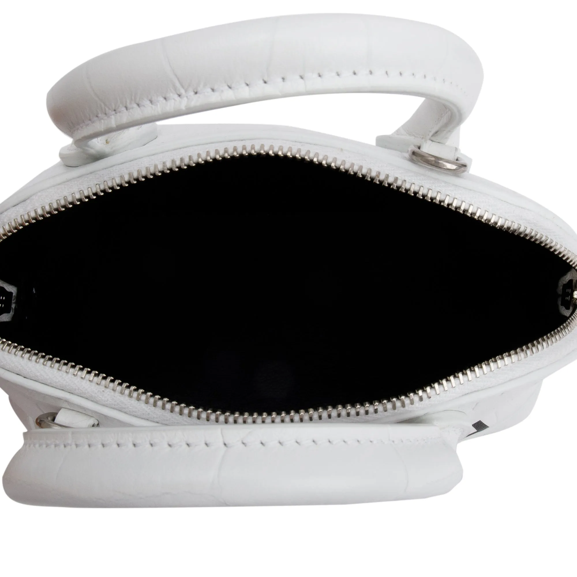 Balenciaga White Croc-Embossed Calfskin Leather XXS Ville Top Handle Bag