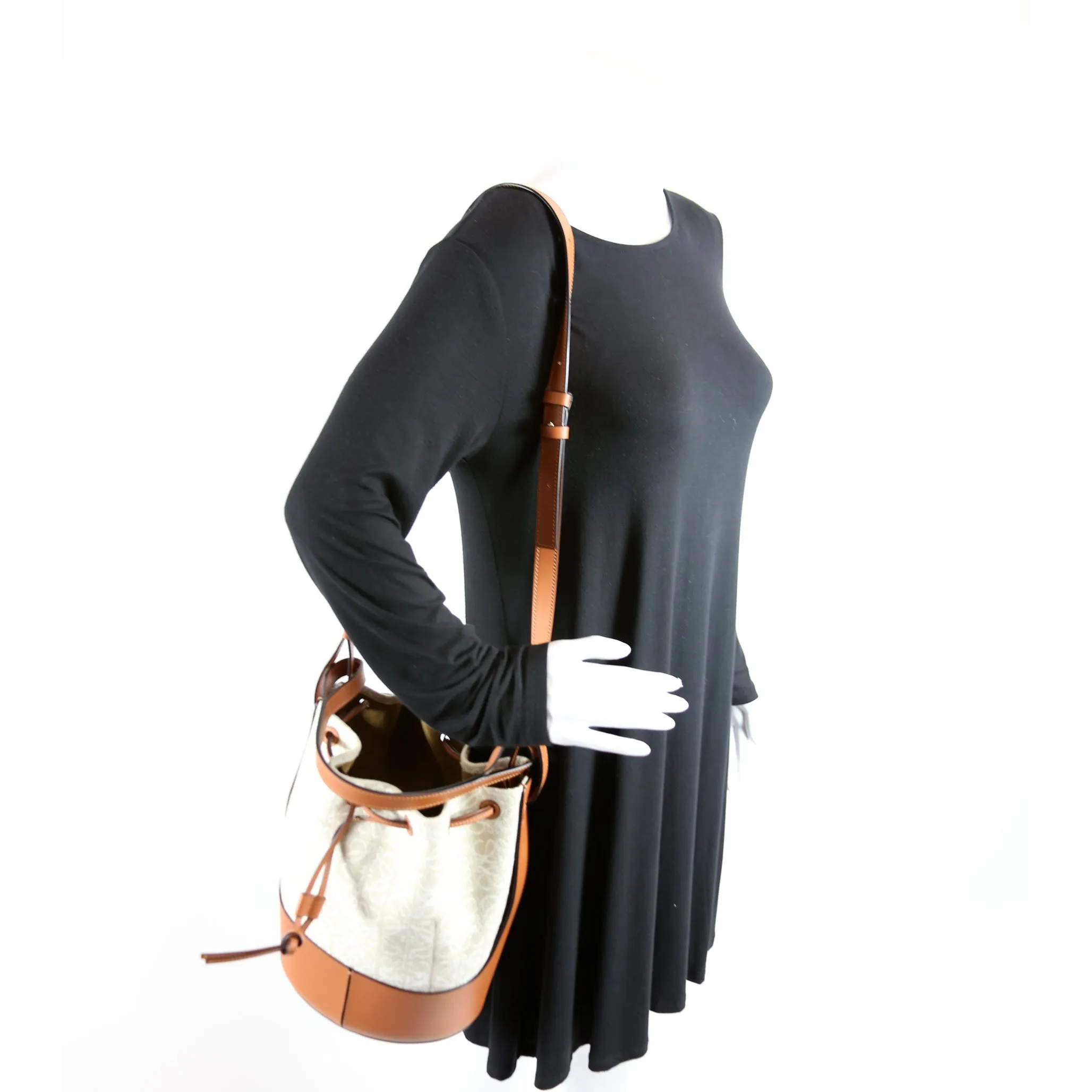 Balloon Bag Medium Anagram Jacquard/Leather Brown