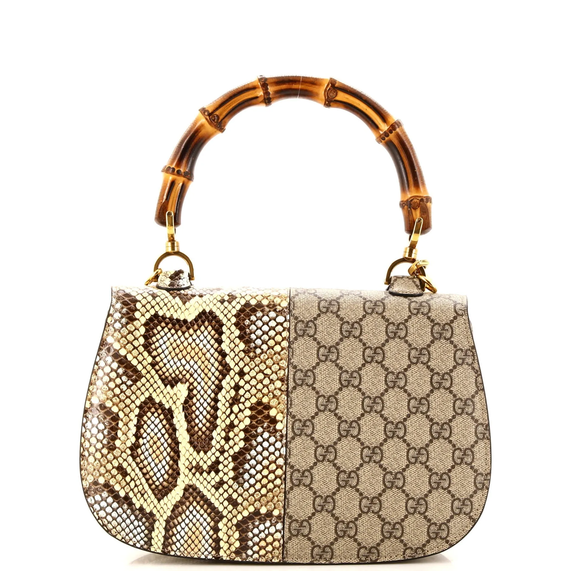 Bamboo 1947 Top Handle Bag GG Coated Canvas and Python Medium