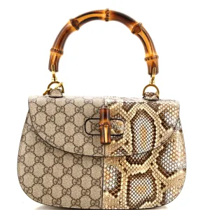 Bamboo 1947 Top Handle Bag GG Coated Canvas and Python Medium