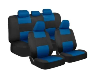 BDK PolyPro Car Seat Covers Full Set in Blue on Black  Front and Rear Split Bench Car Seat Cover, Easy to Install, Interior Covers for Auto Truck Van SUV