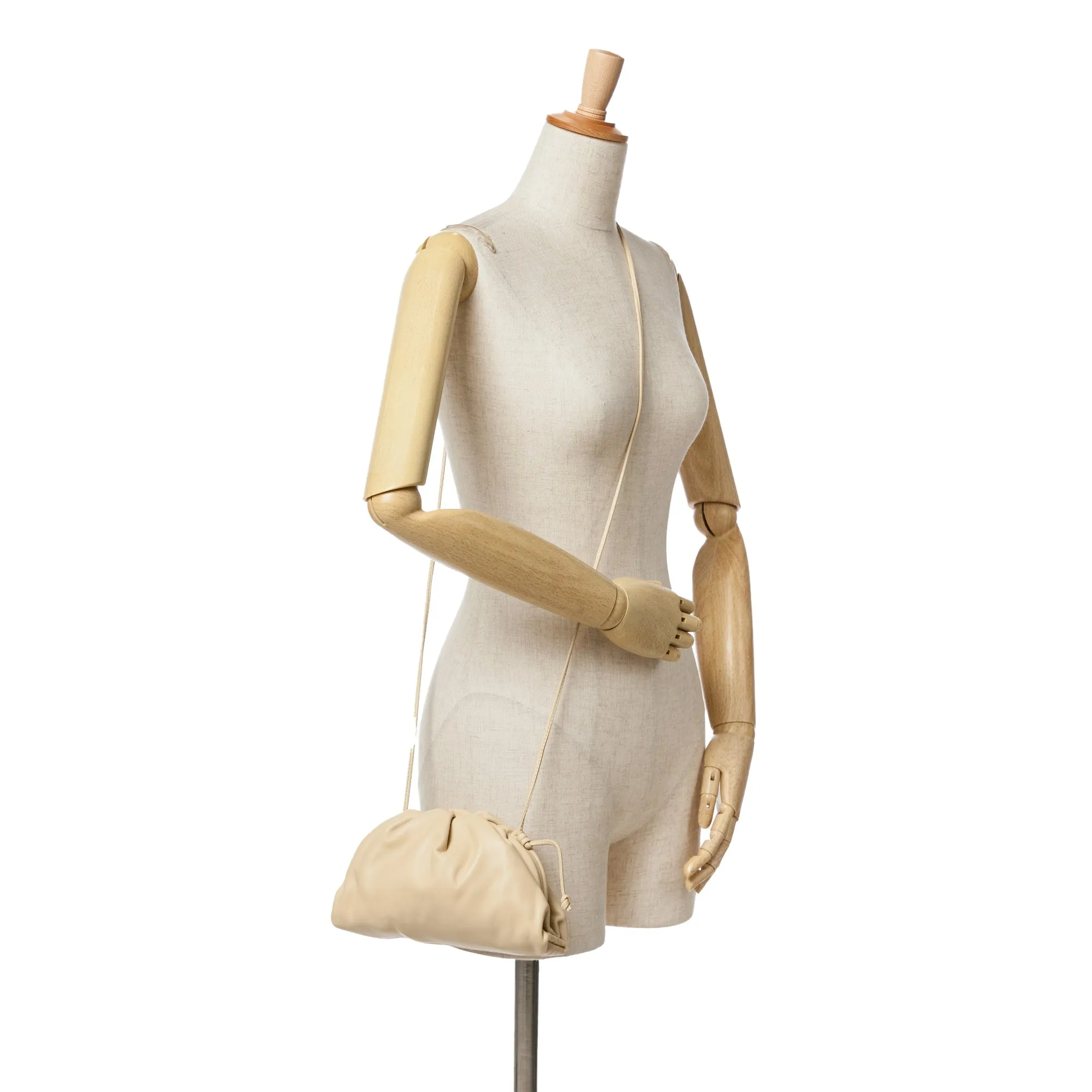 Beige Bottega Veneta Lambskin The Mini Pouch Crossbody Bag