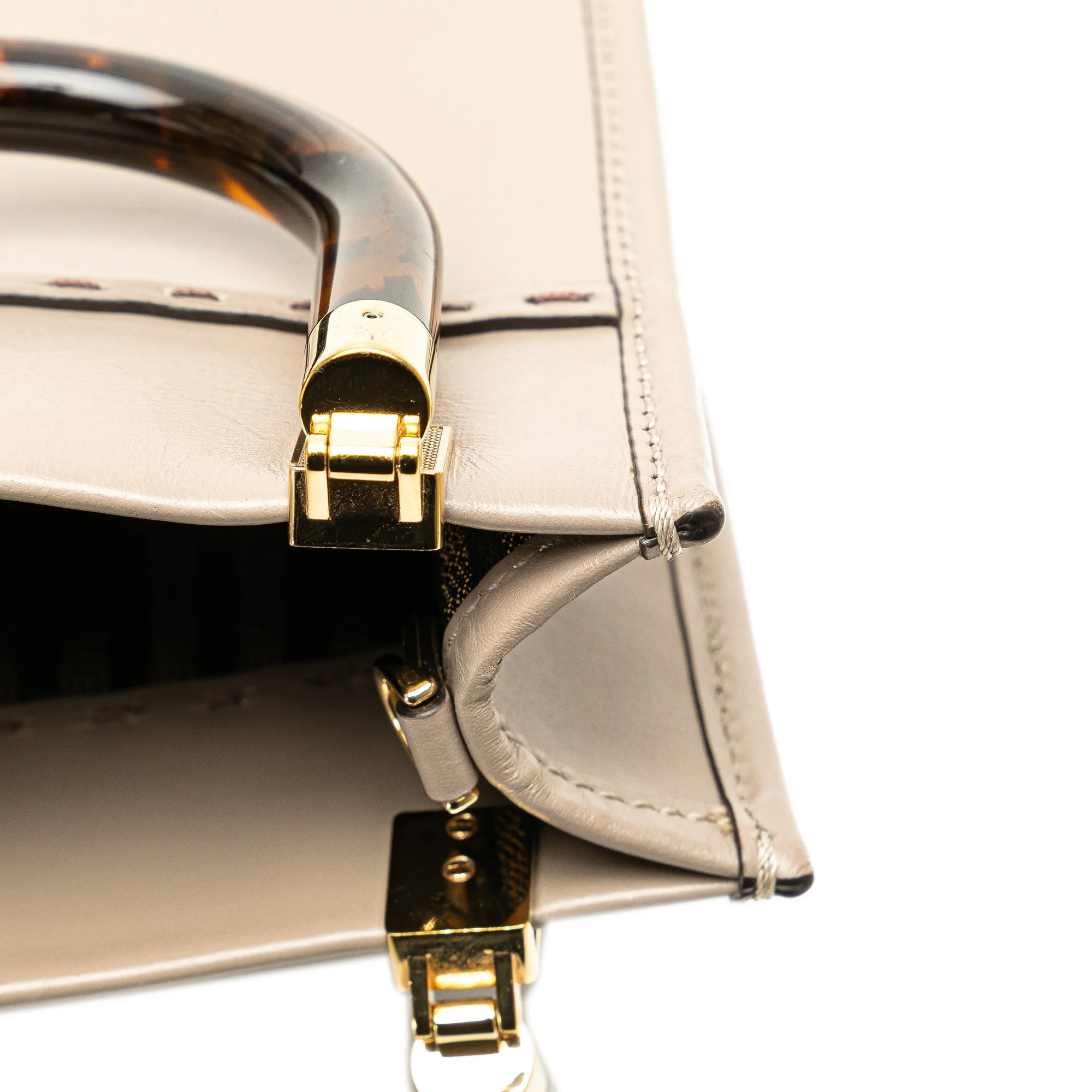 Beige Fendi Mini Leather Sunshine Shopper Tote Satchel