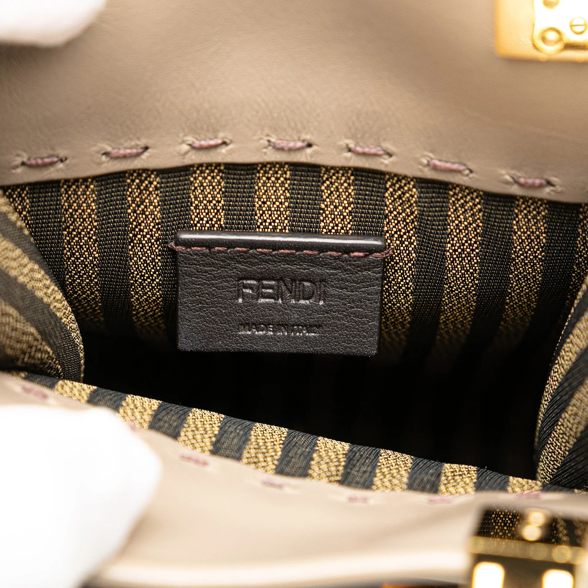 Beige Fendi Mini Leather Sunshine Shopper Tote Satchel