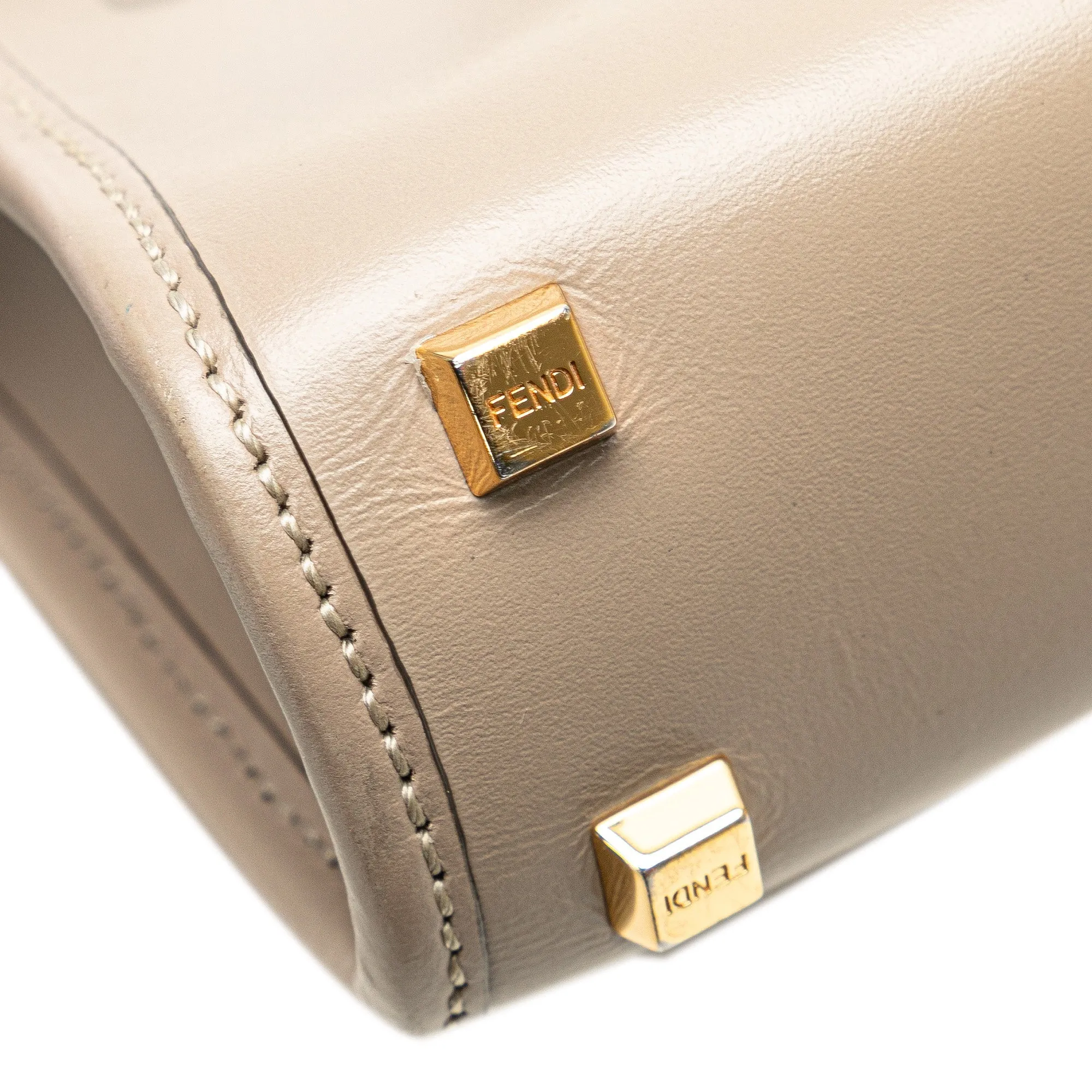 Beige Fendi Mini Leather Sunshine Shopper Tote Satchel