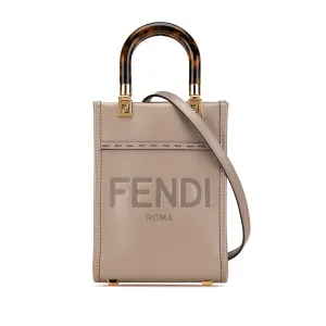 Beige Fendi Mini Leather Sunshine Shopper Tote Satchel