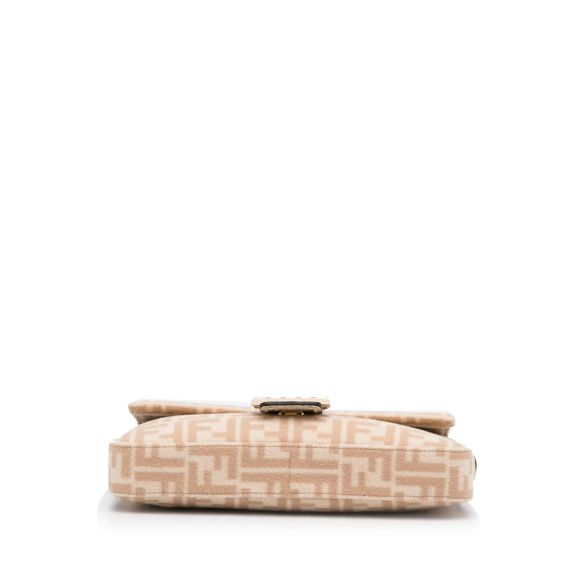 Beige Fendi Zucca Wool Selleria Baguette Shoulder Bag