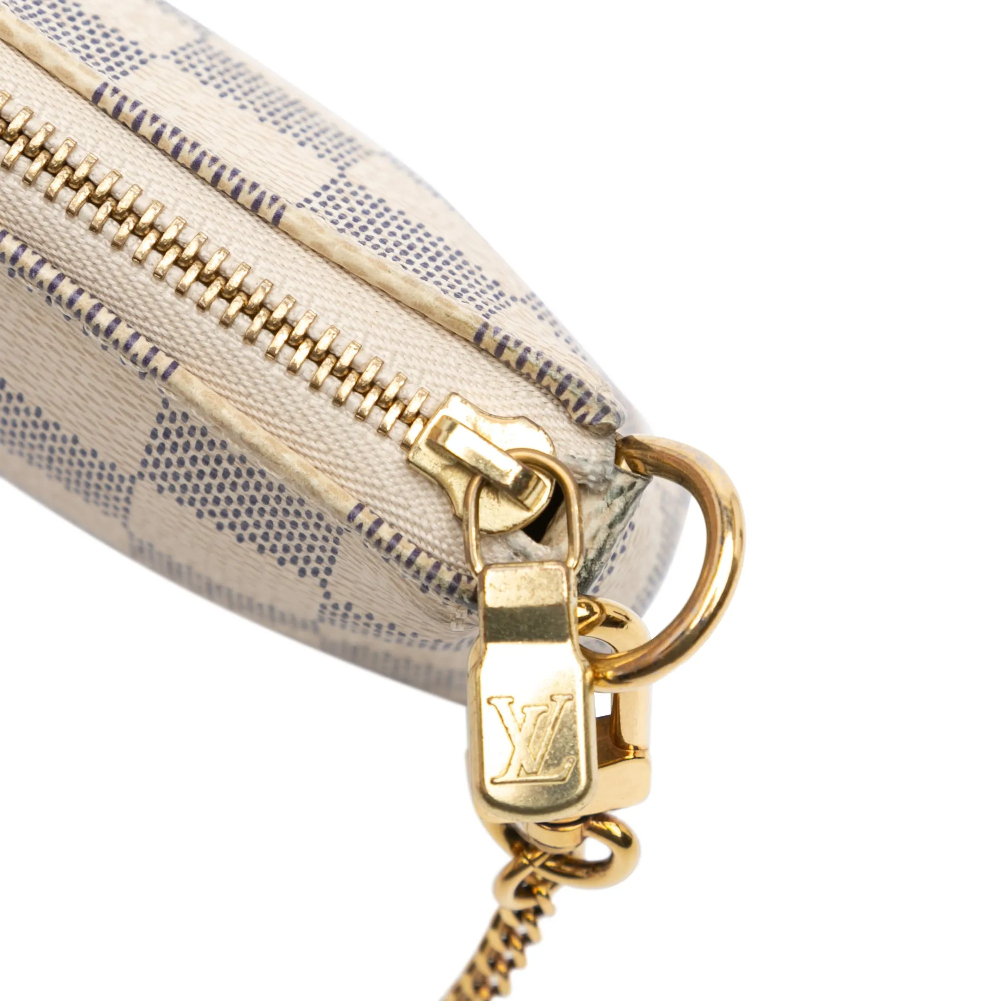 Beige Louis Vuitton Damier Azur Mini Pochette Accessoires Handbag