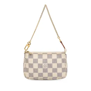 Beige Louis Vuitton Damier Azur Mini Pochette Accessoires Handbag