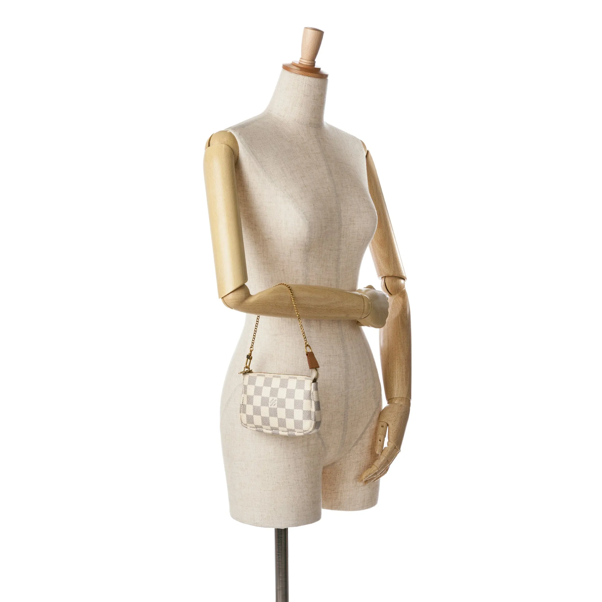 Beige Louis Vuitton Damier Azur Mini Pochette Accessoires Handbag