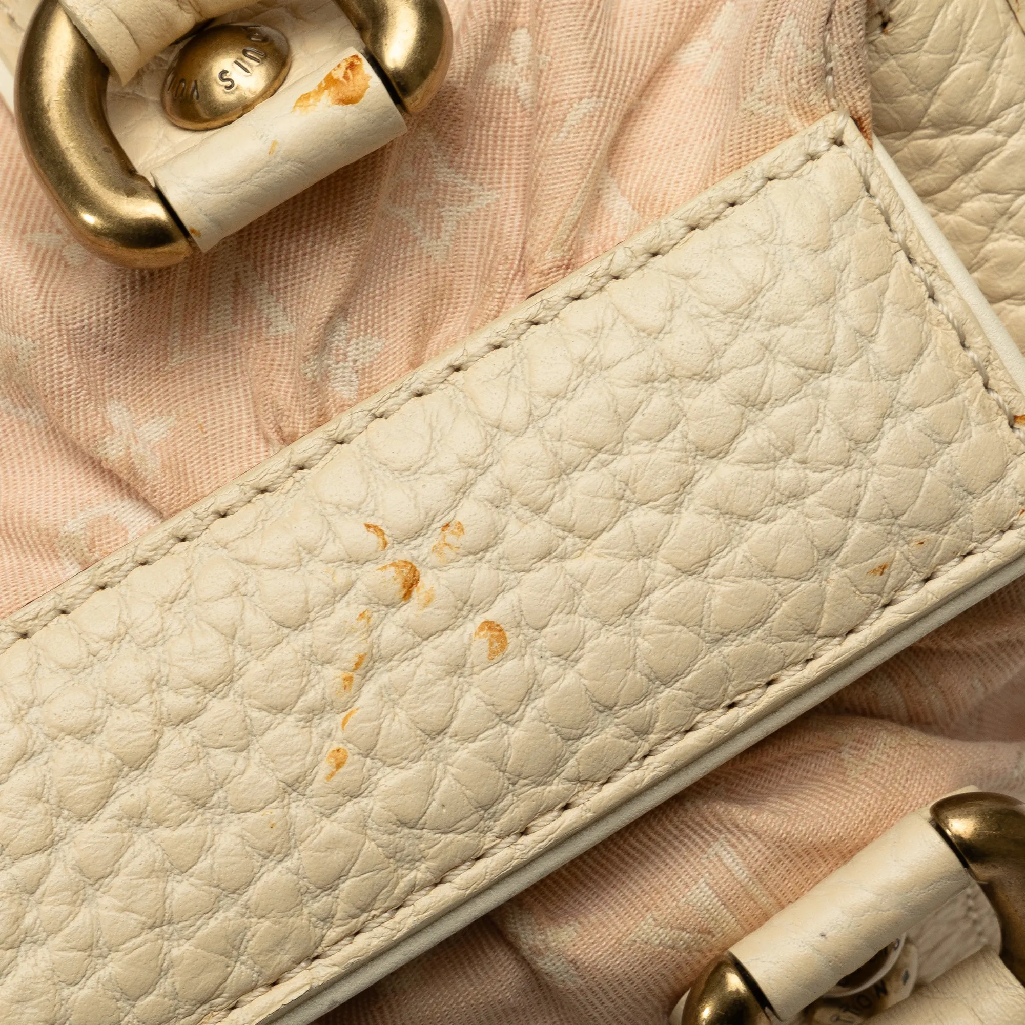 Beige Louis Vuitton Monogram Mini Lin Trapeze PM Handbag