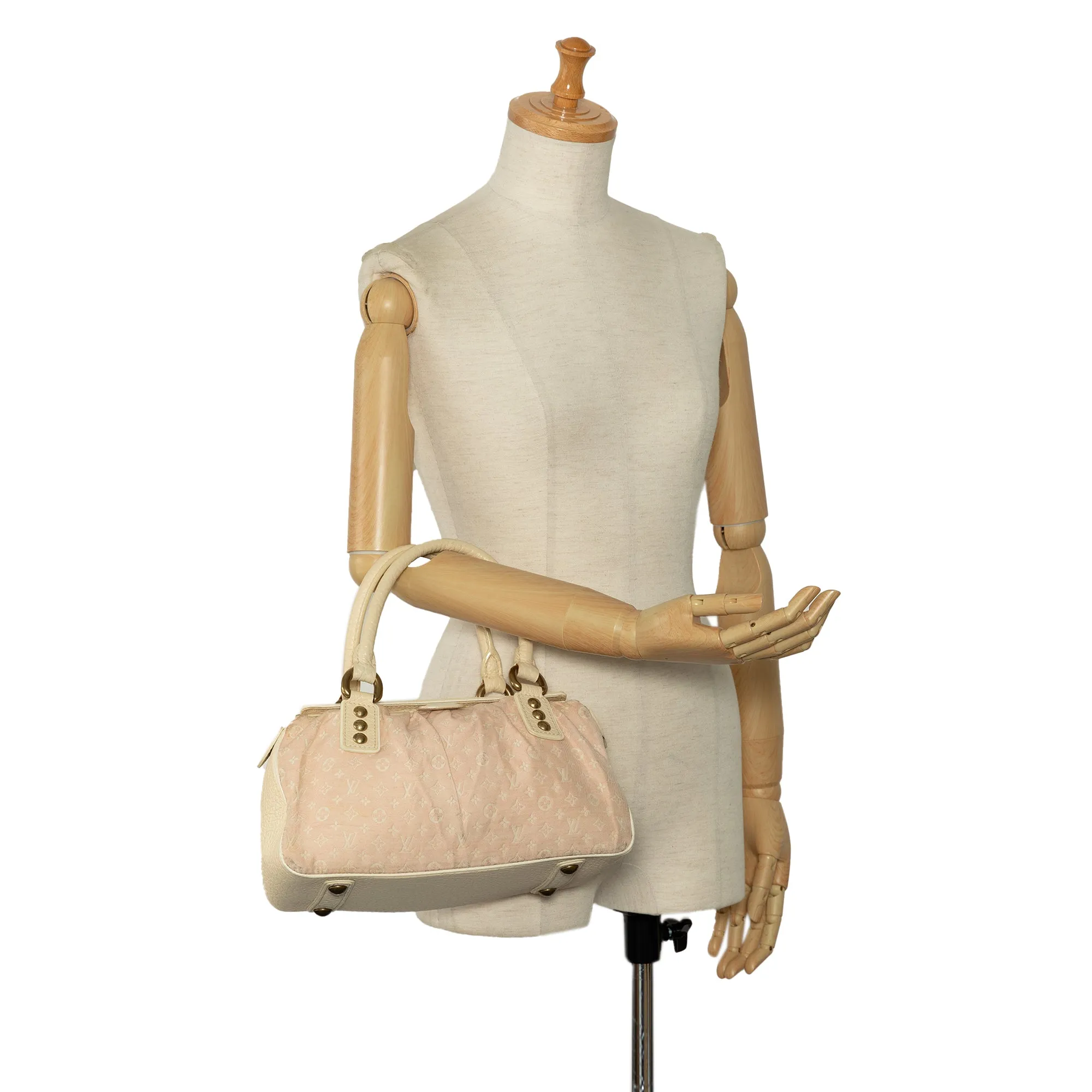 Beige Louis Vuitton Monogram Mini Lin Trapeze PM Handbag