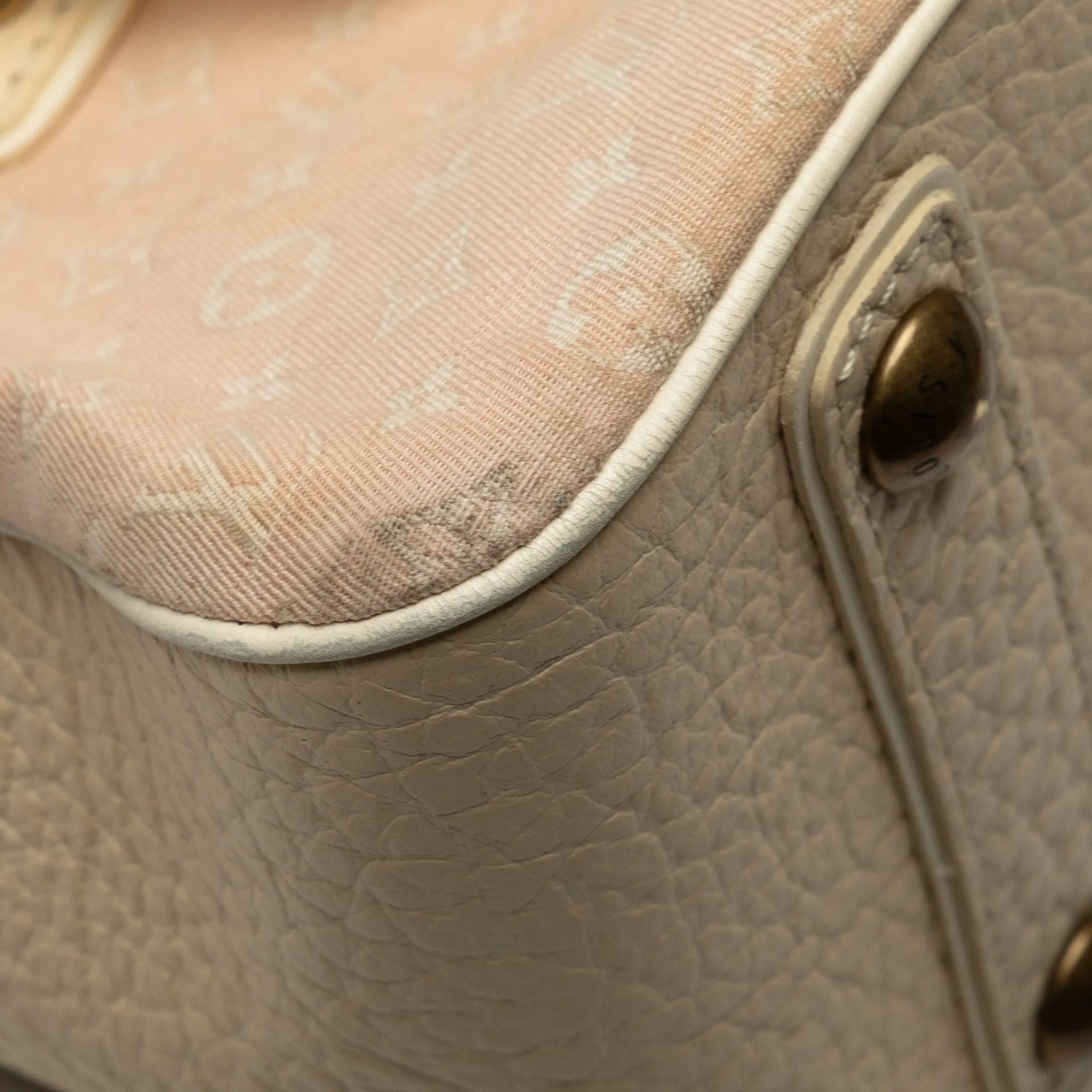 Beige Louis Vuitton Monogram Mini Lin Trapeze PM Handbag