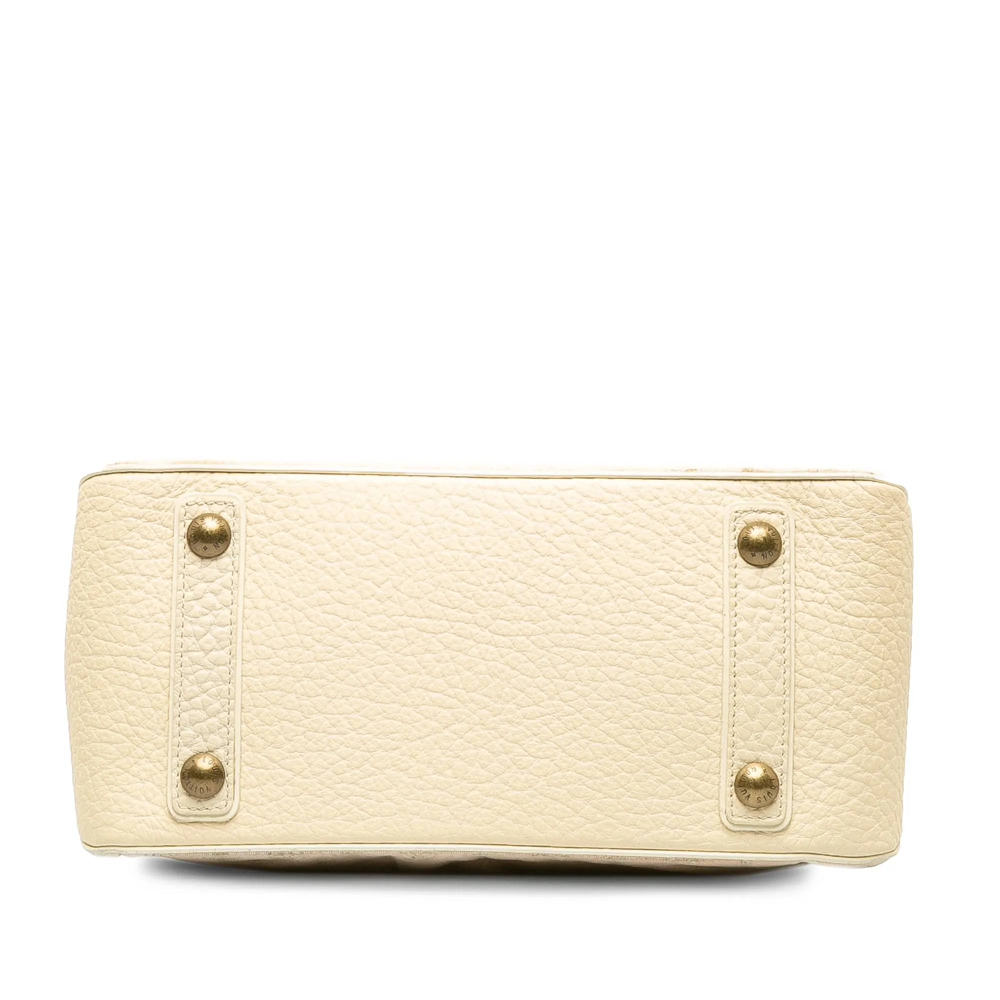 Beige Louis Vuitton Monogram Mini Lin Trapeze PM Handbag