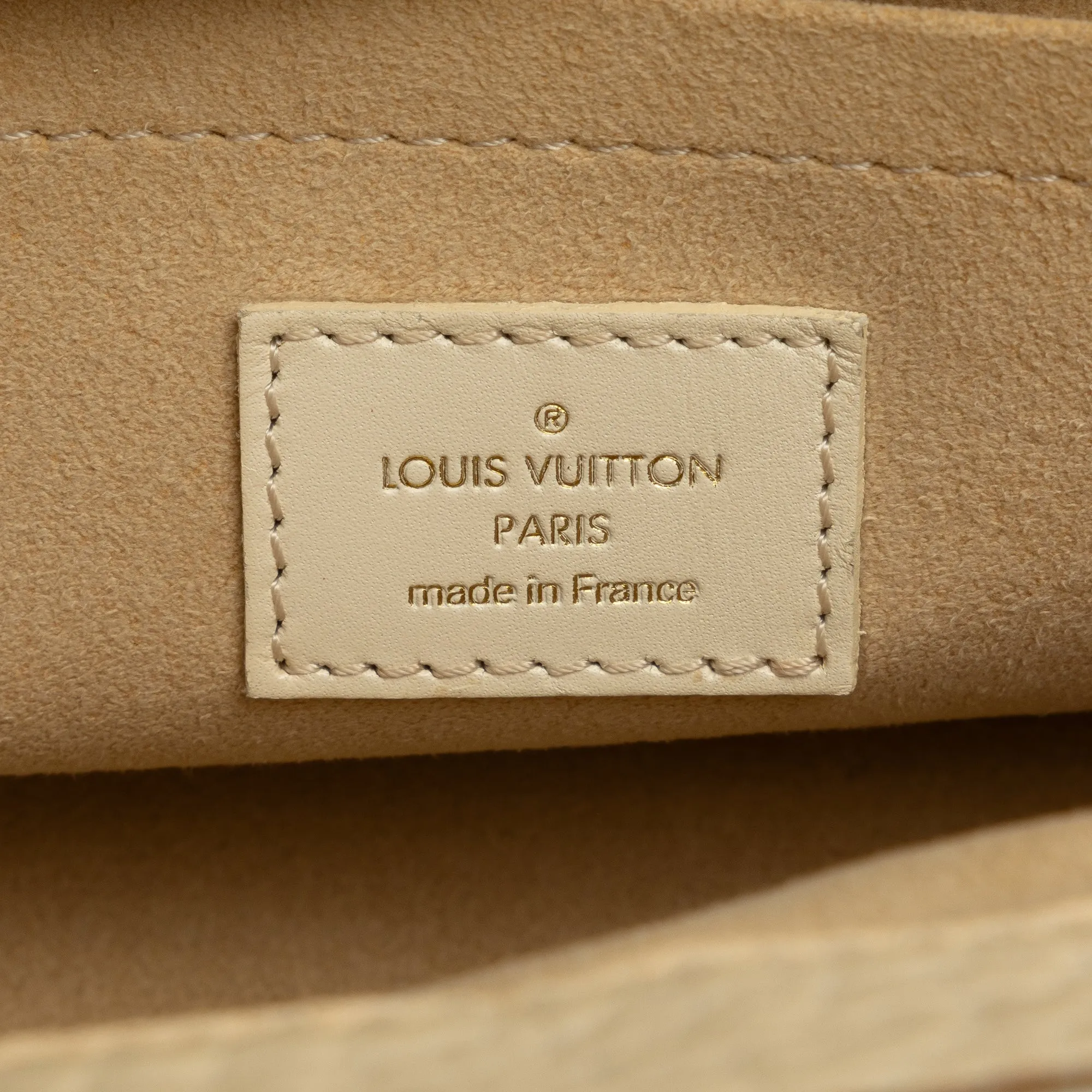 Beige Louis Vuitton Monogram Mini Lin Trapeze PM Handbag