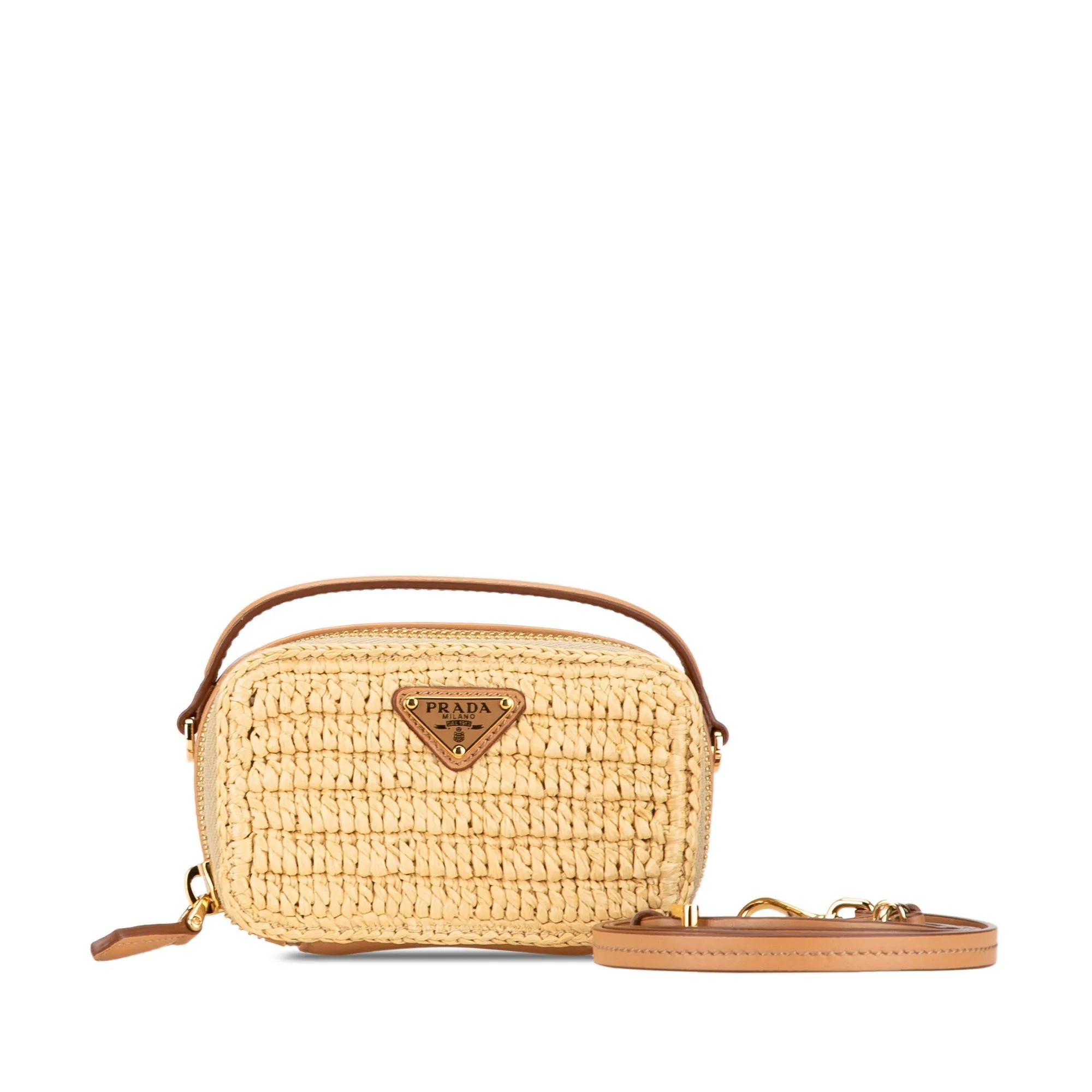 Beige Prada Mini Crochet Satchel
