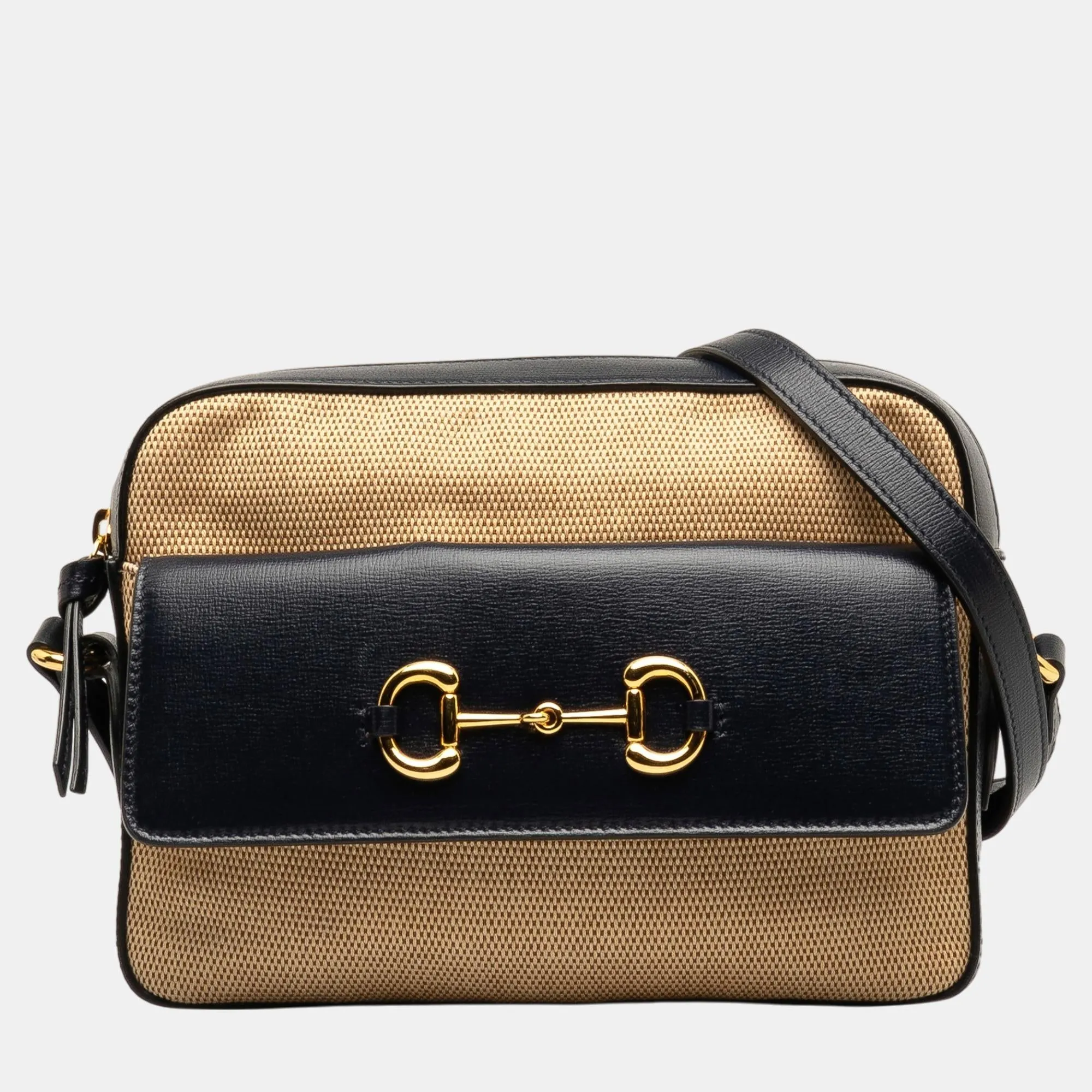 Beige/Black Horsebit 1955 Flap Pocket Camera Bag
