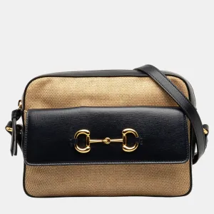 Beige/Black Horsebit 1955 Flap Pocket Camera Bag