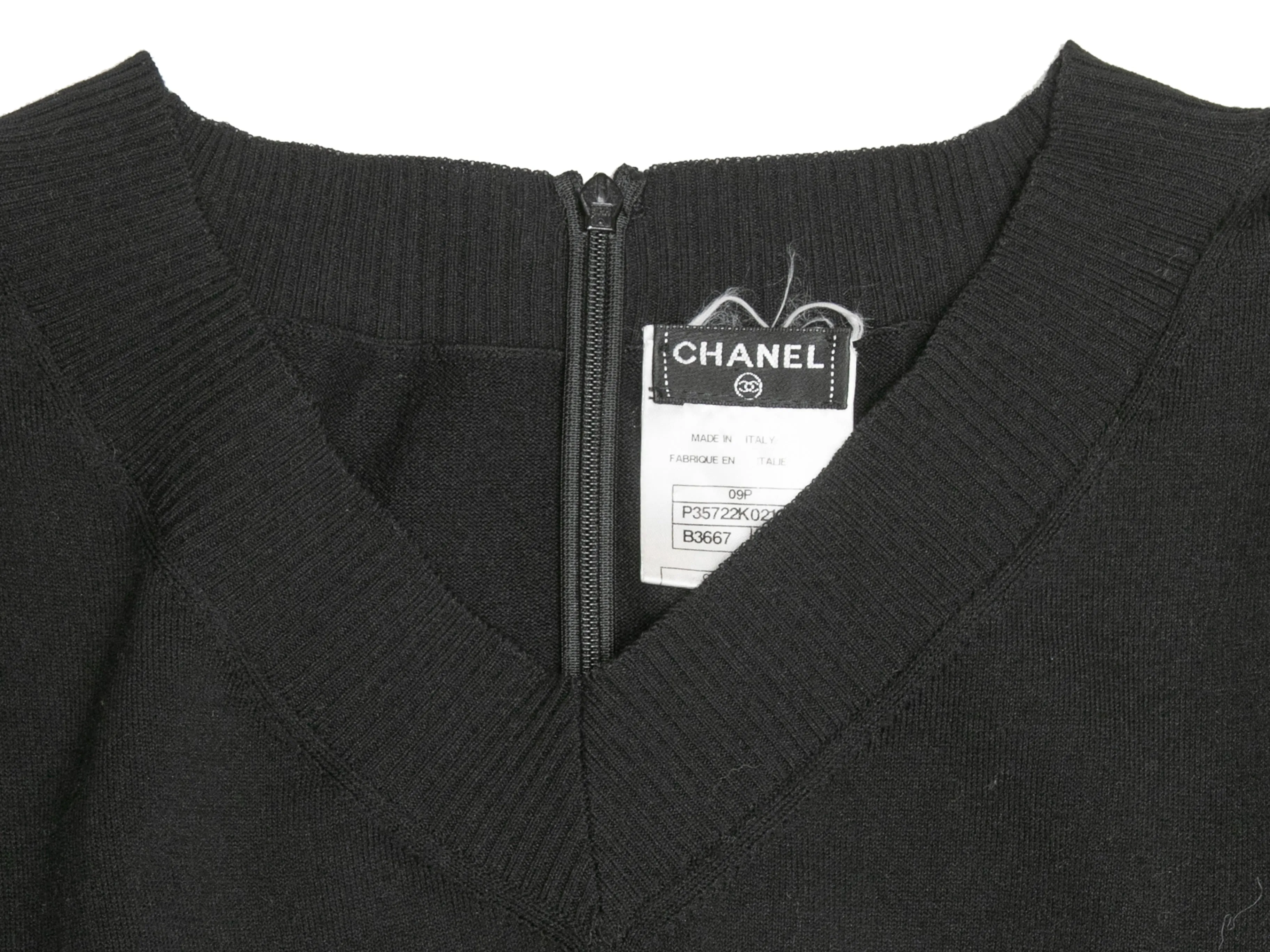 Black & White Chanel Ribbed Tulle-Accented Mini Dress Size FR 42