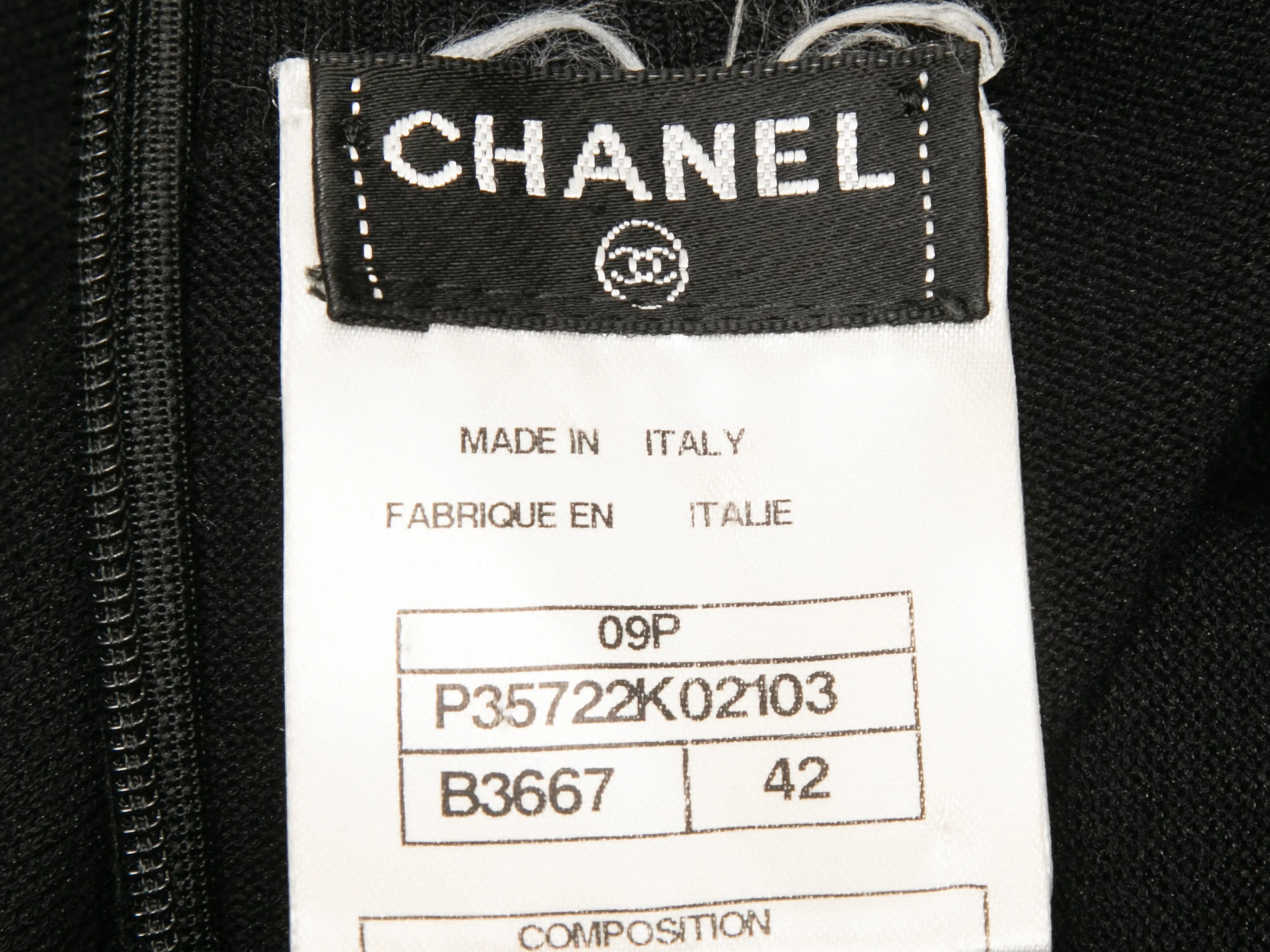 Black & White Chanel Ribbed Tulle-Accented Mini Dress Size FR 42