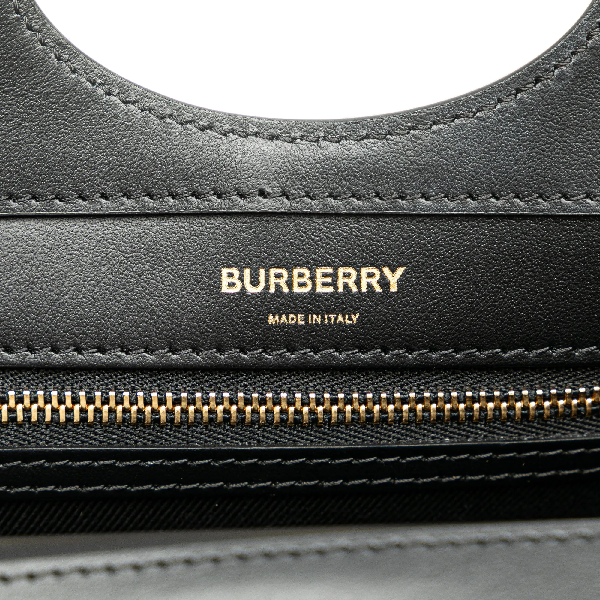 Black Burberry Mini Plaid Canvas Pocket Satchel