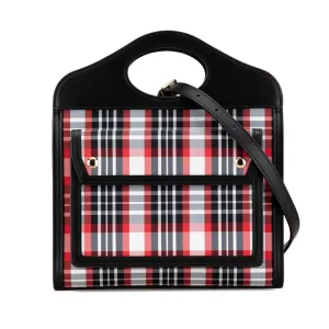 Black Burberry Mini Plaid Canvas Pocket Satchel
