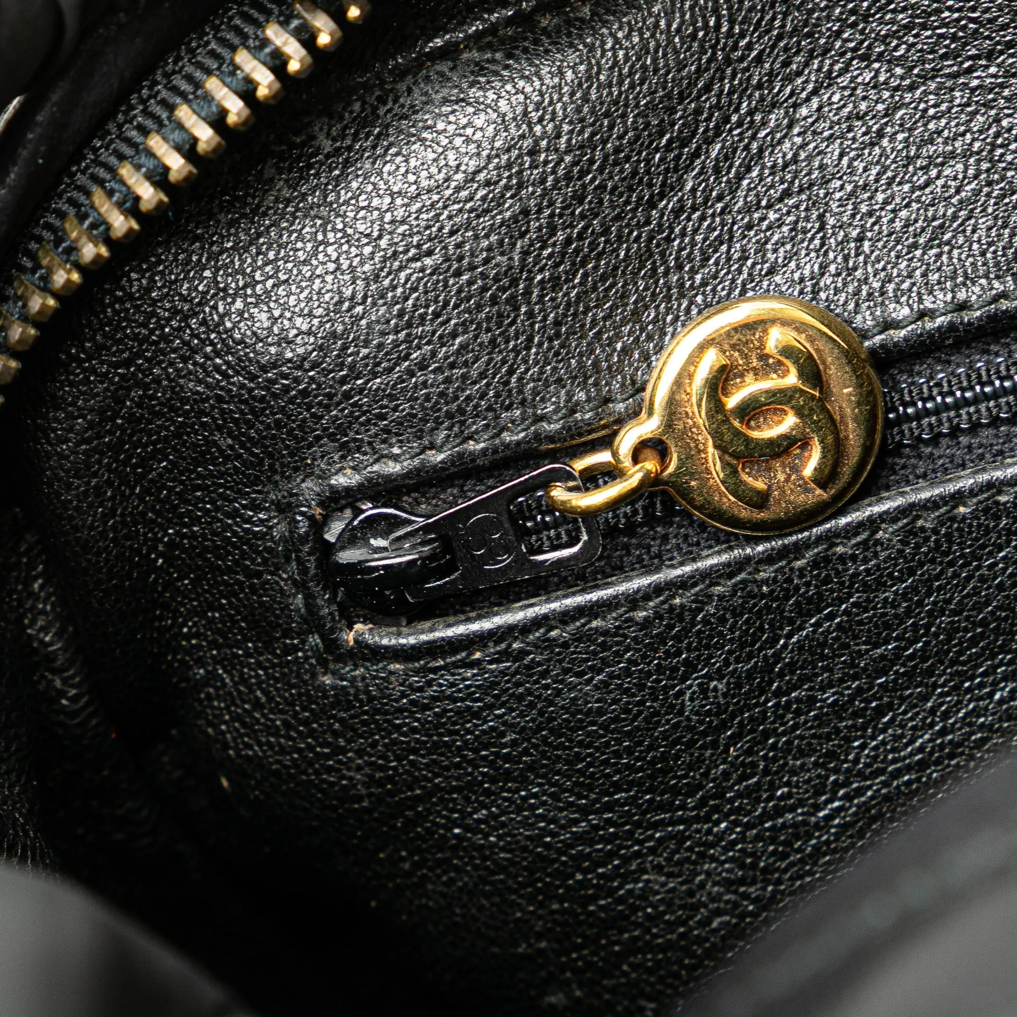 Black Chanel CC Chevron Quilted Lambskin Tassel Camera Case Crossbody Bag