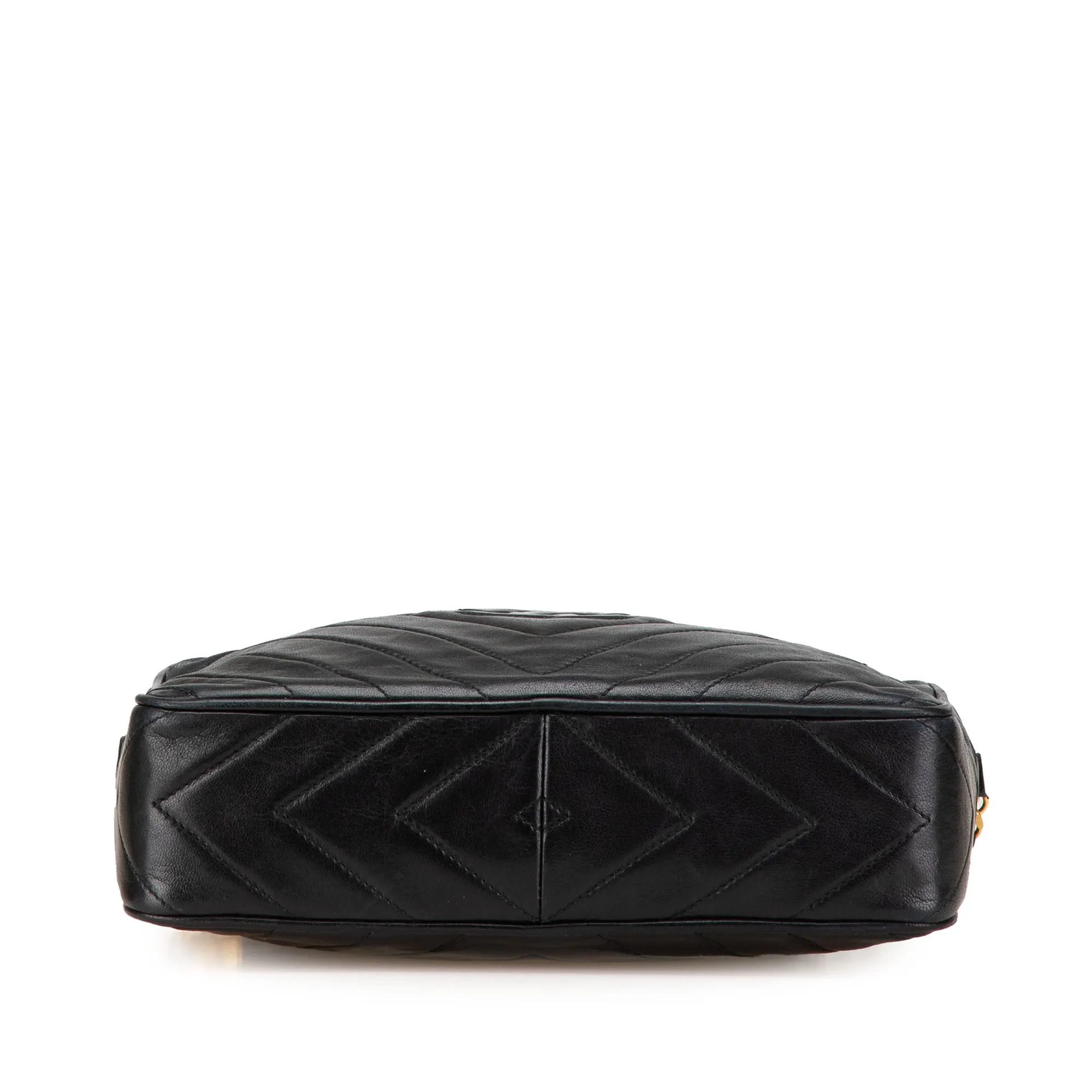 Black Chanel CC Chevron Quilted Lambskin Tassel Camera Case Crossbody Bag