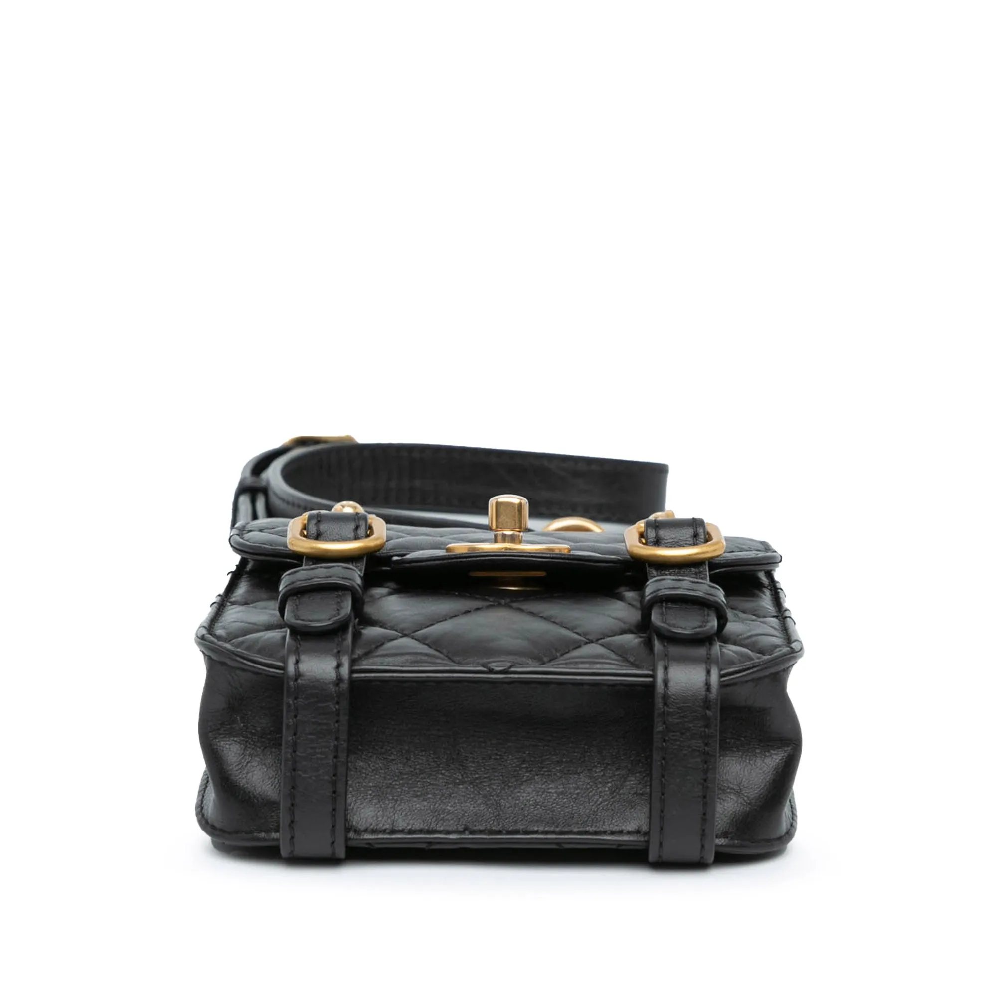 Black Chanel Mini Aged Calfskin City School Flap Satchel