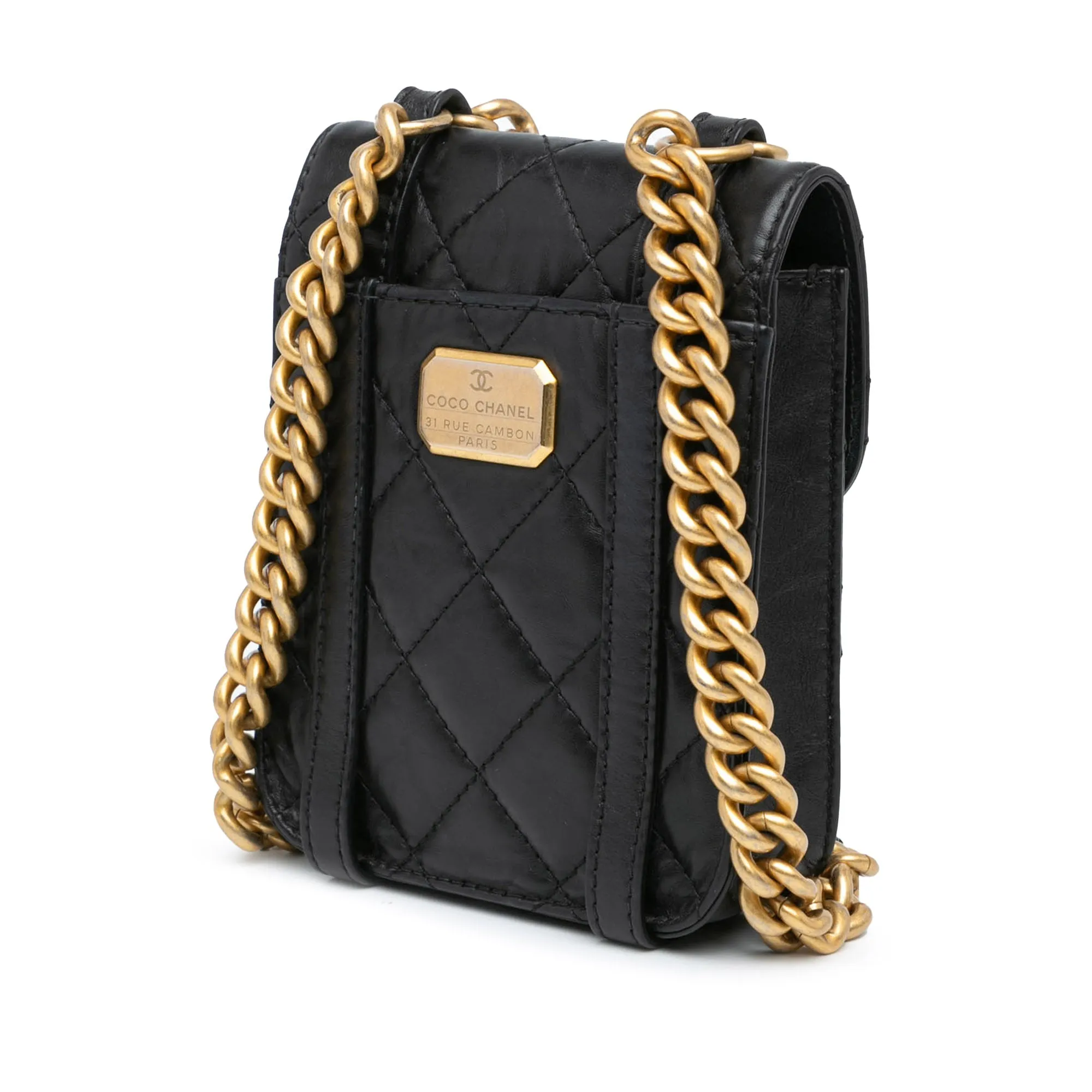 Black Chanel Mini Aged Calfskin City School Flap Satchel