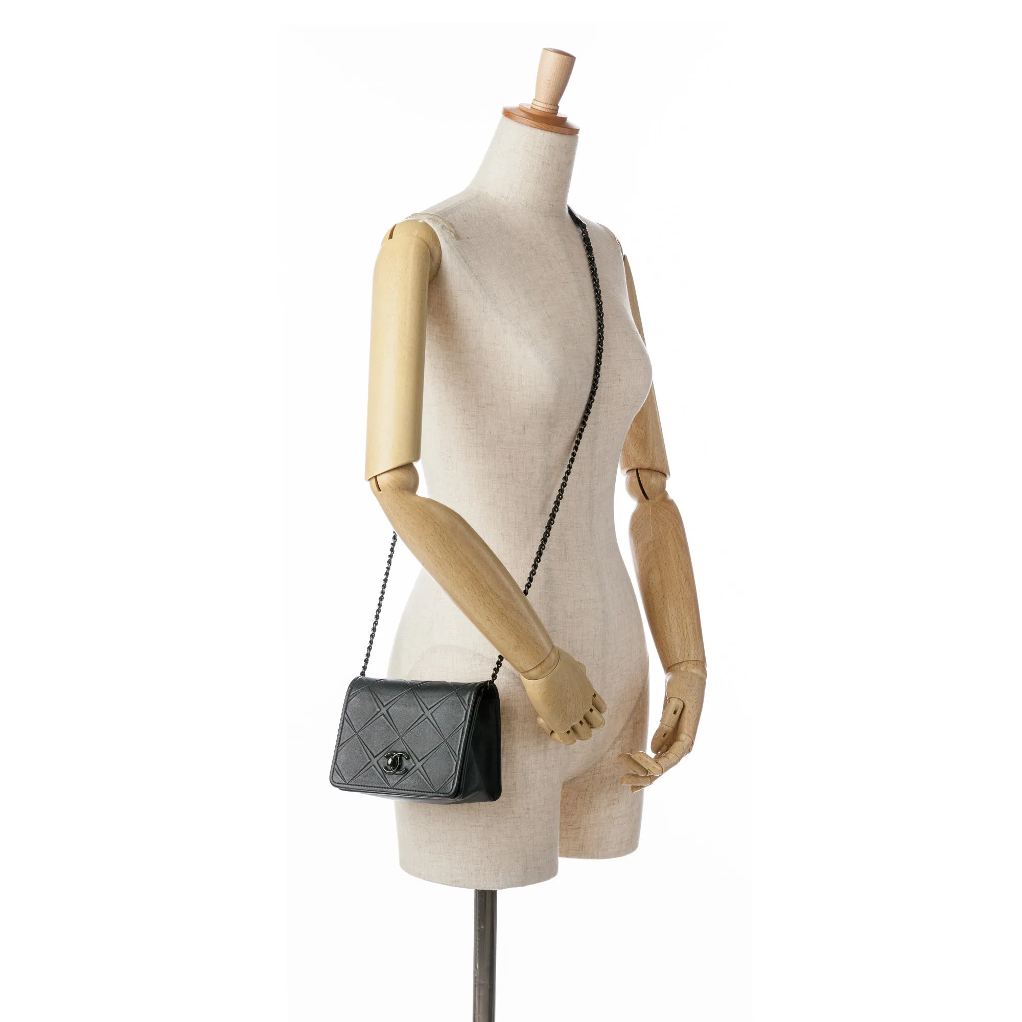 Black Chanel Mini Calfskin Propeller Flap Crossbody Bag